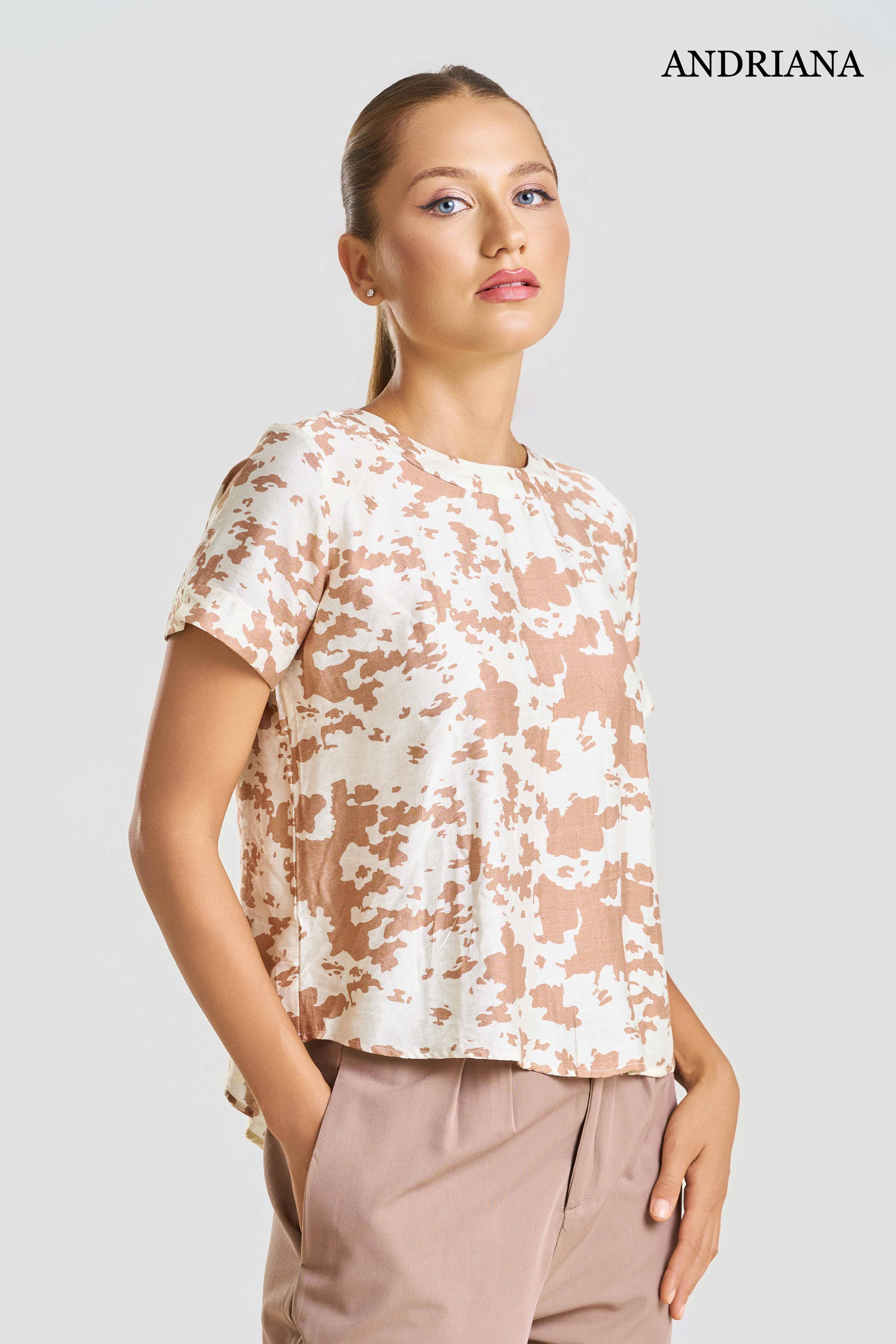 ANDRIANA Women's Printed Formal Blouse