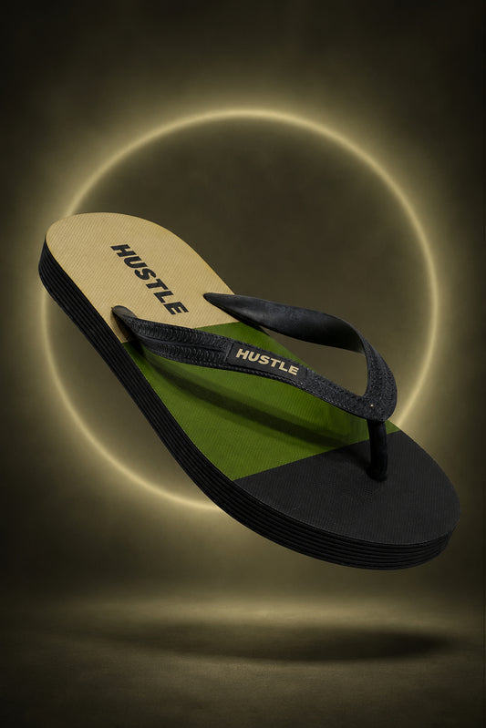 HUSTLE Men's Black Flip Flops