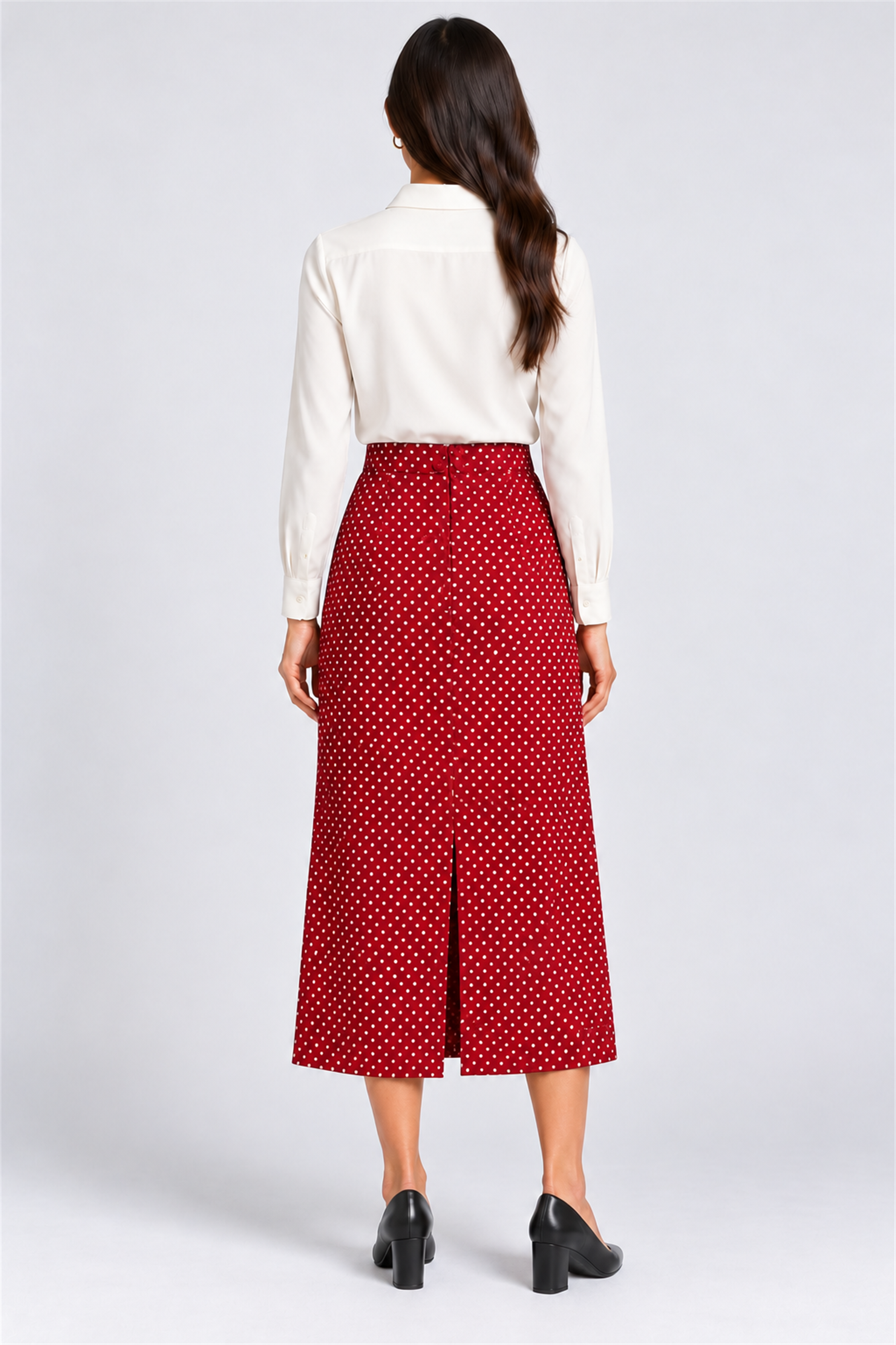 ENVOGUE Women's Formal Dots Skirt - Red