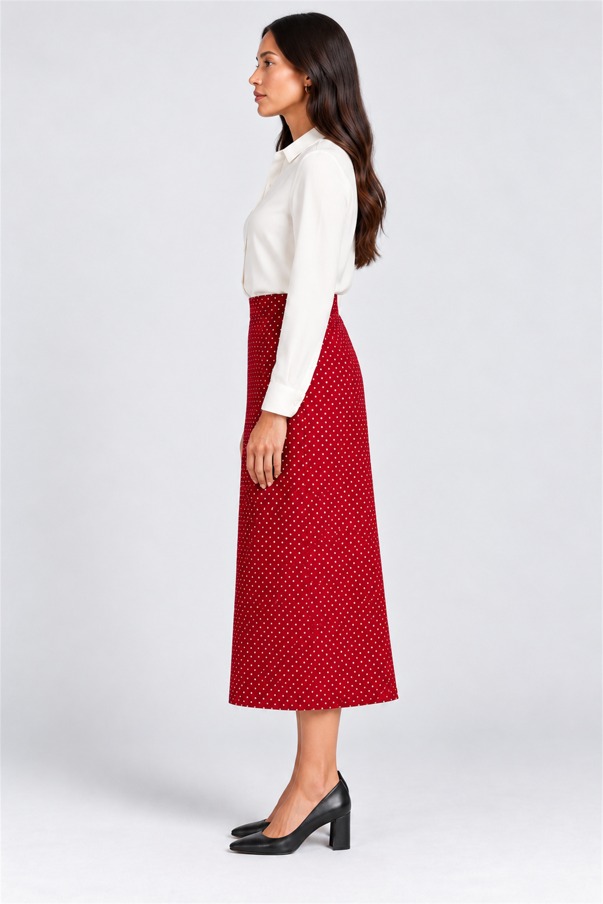 ENVOGUE Women's Formal Dots Skirt - Red