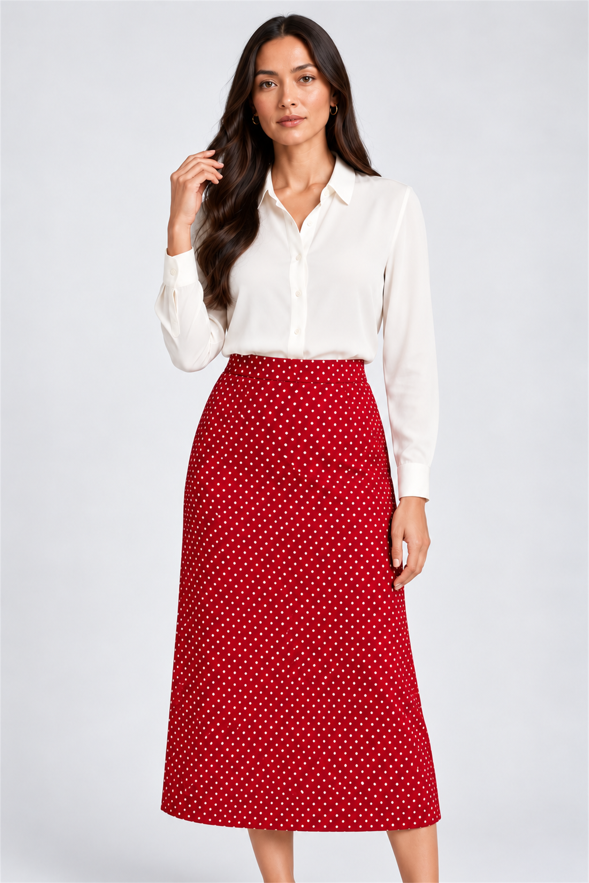 ENVOGUE Women's Formal Dots Skirt - Red