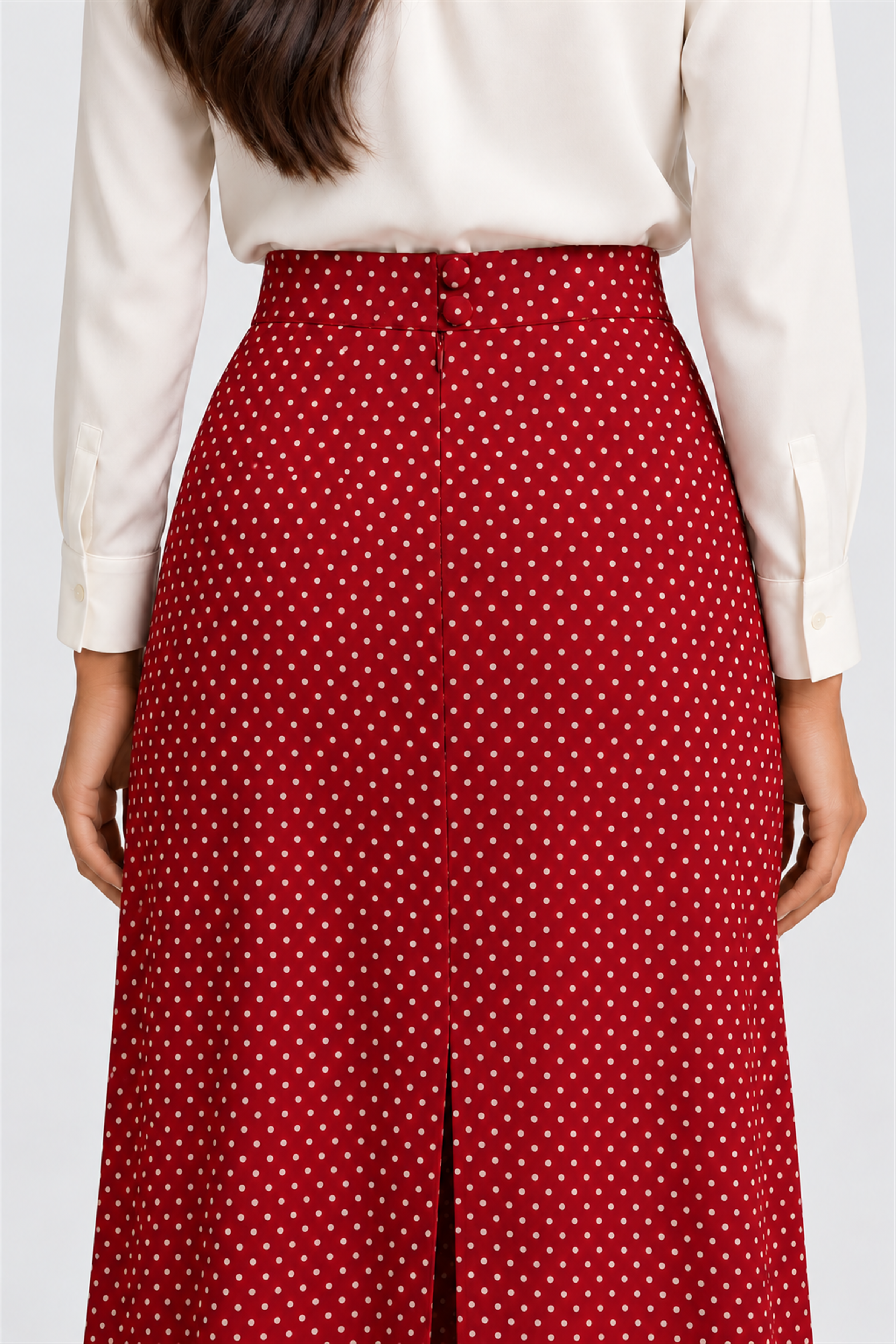 ENVOGUE Women's Formal Dots Skirt - Red