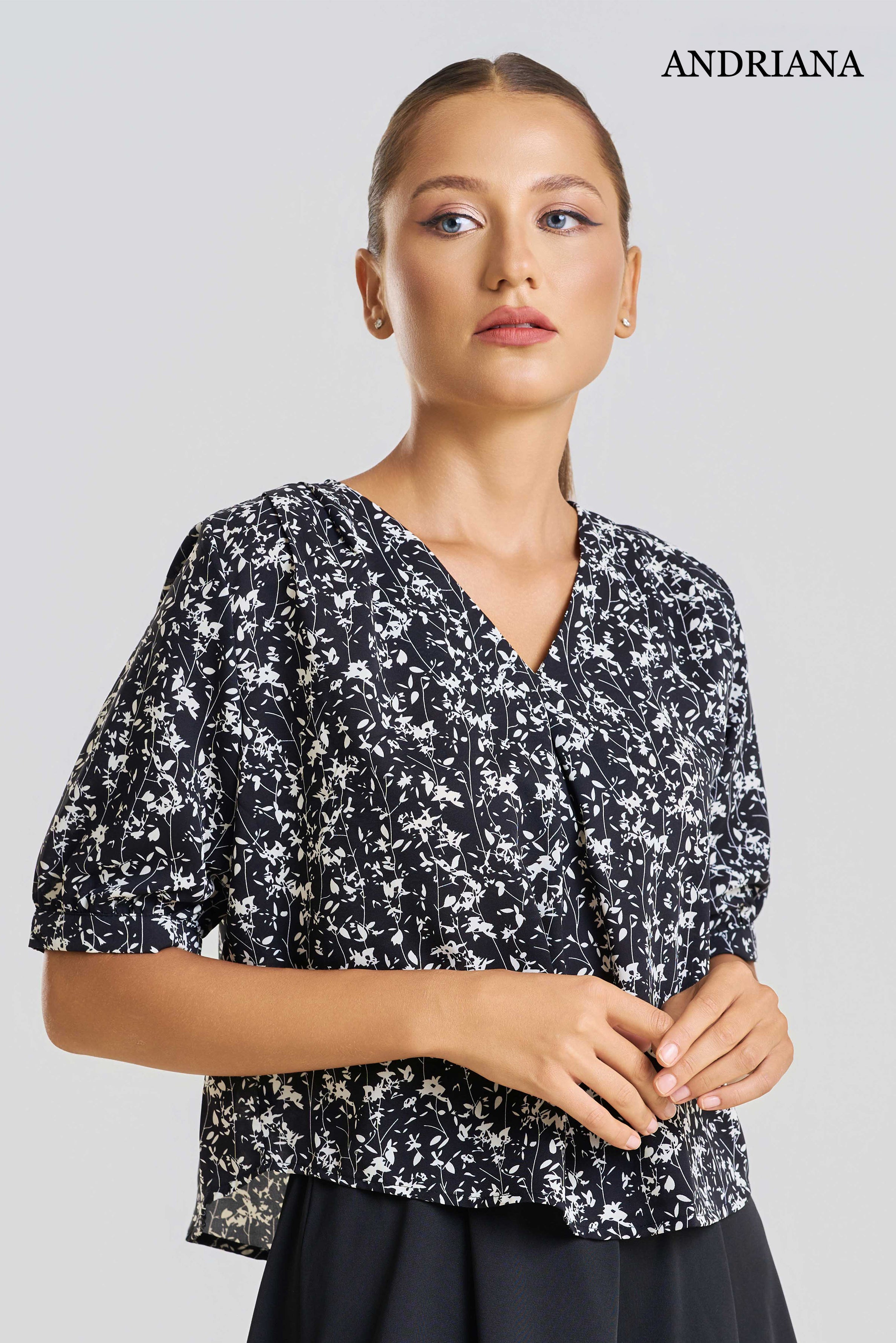 ANDRIANA Women's Printed Formal Blouse
