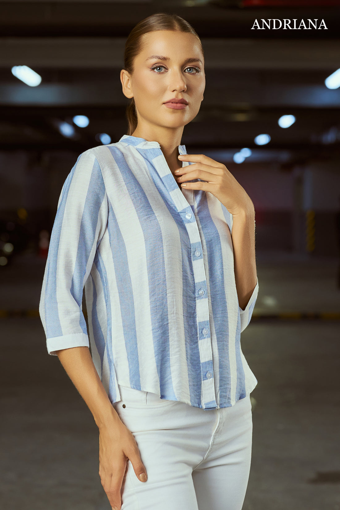 Andriana Women's Striped Blouse - Formal wear