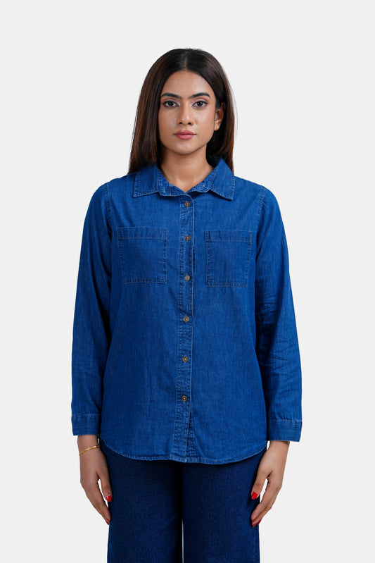 MODANO Women's Long-Sleeve Denim Shirt