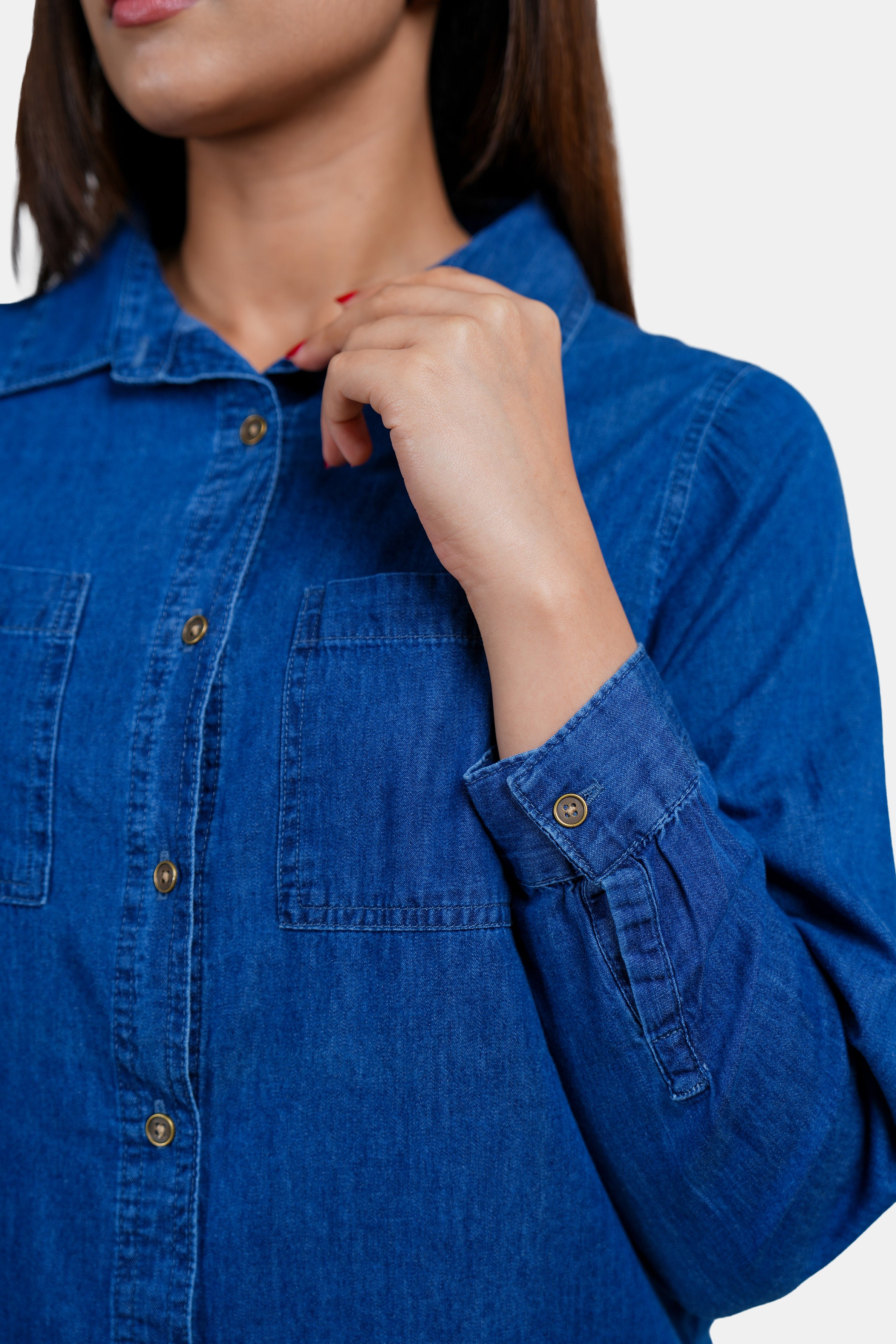 MODANO Women's Long-Sleeve Denim Shirt