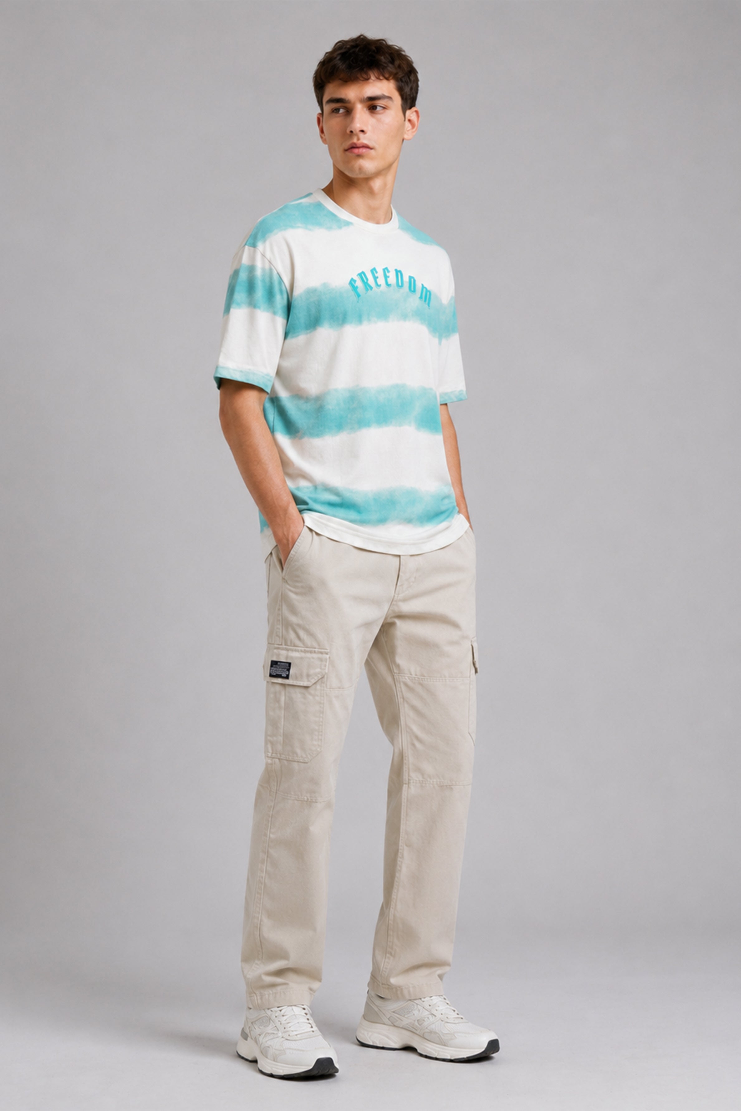 HUSTLE Men's Oversized T-Shirt -Sea Blue