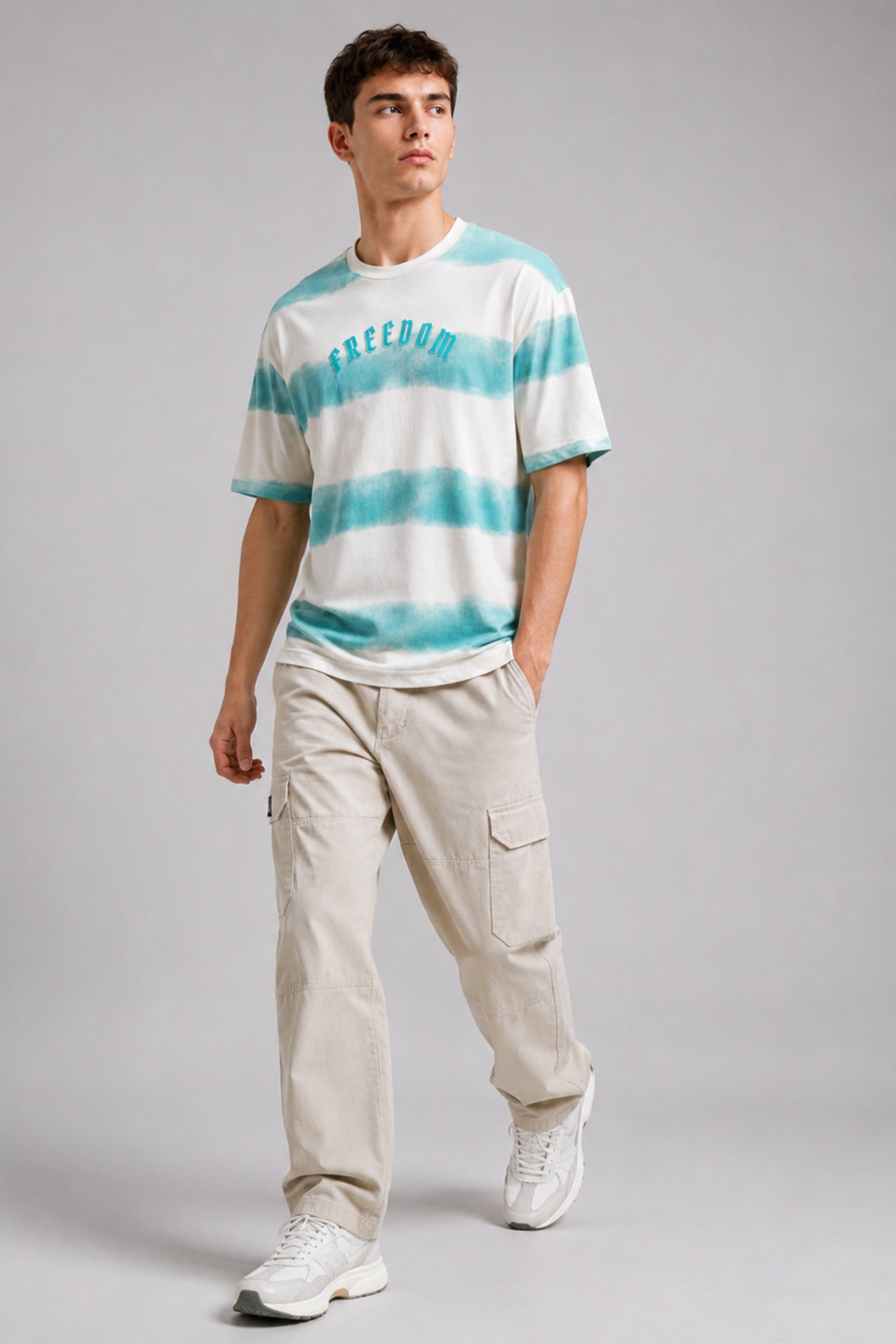 HUSTLE Men's Oversized T-Shirt -Sea Blue