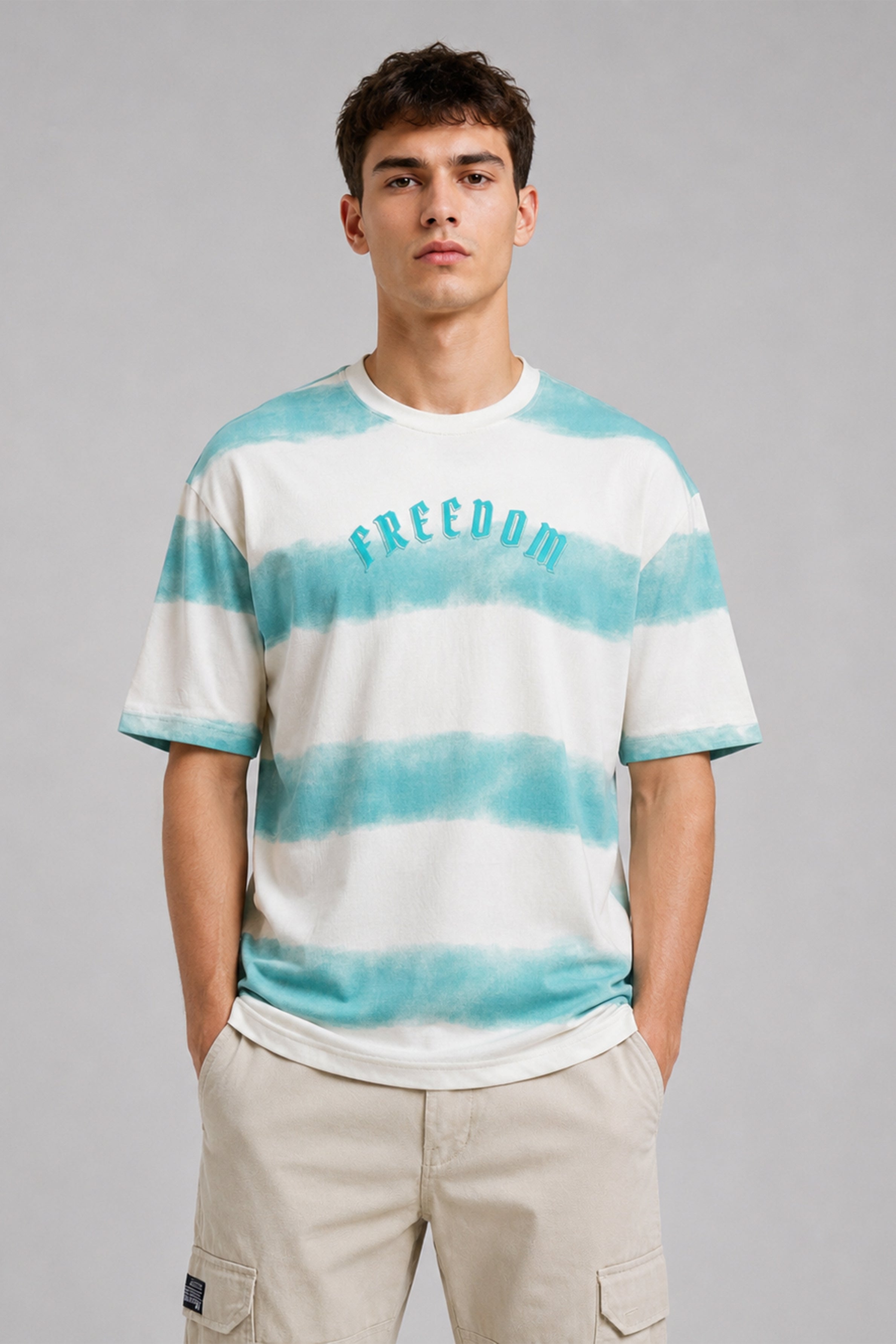 HUSTLE Men's Oversized T-Shirt -Sea Blue