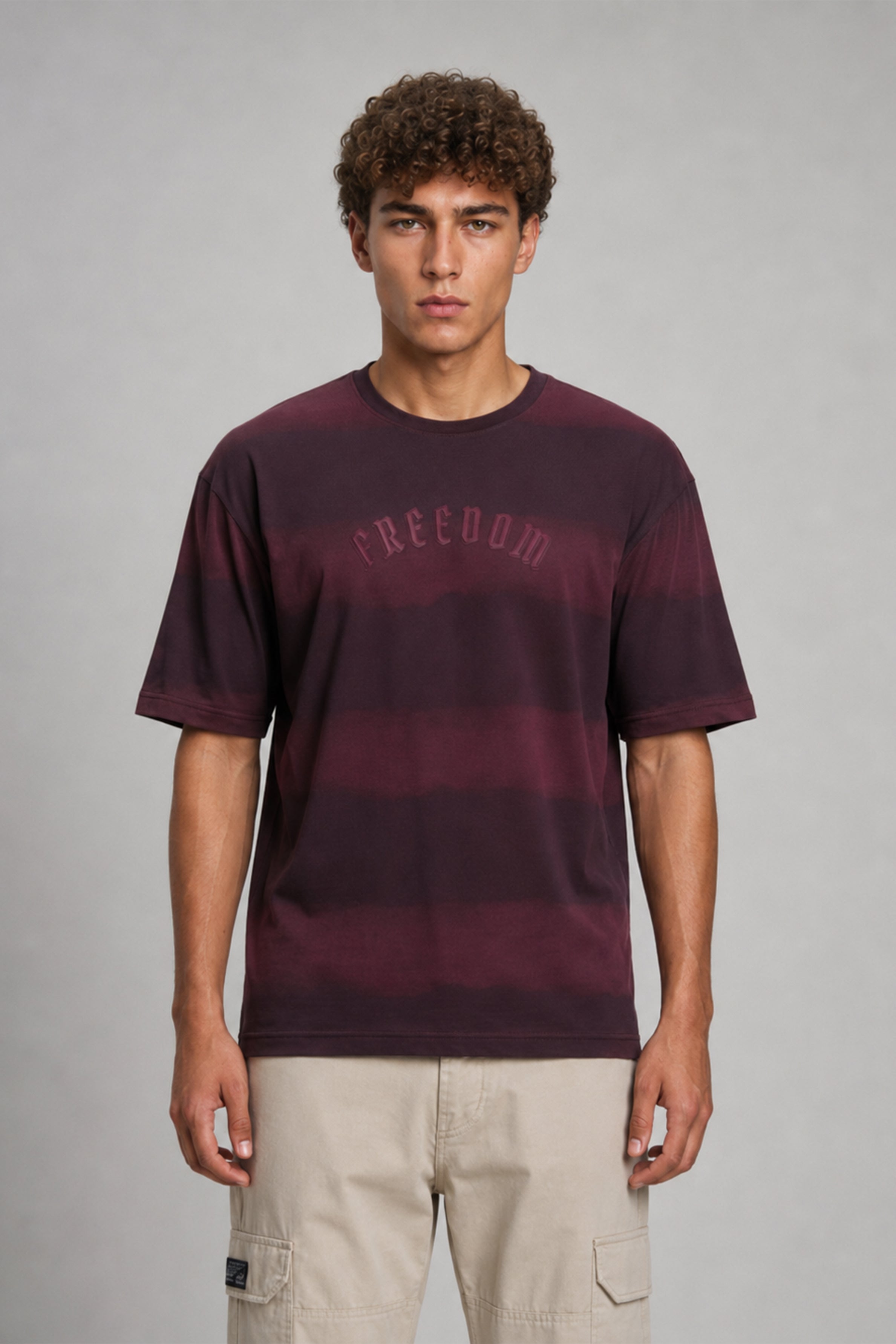 HUSTLE Men's Oversized T-Shirt - Maroon