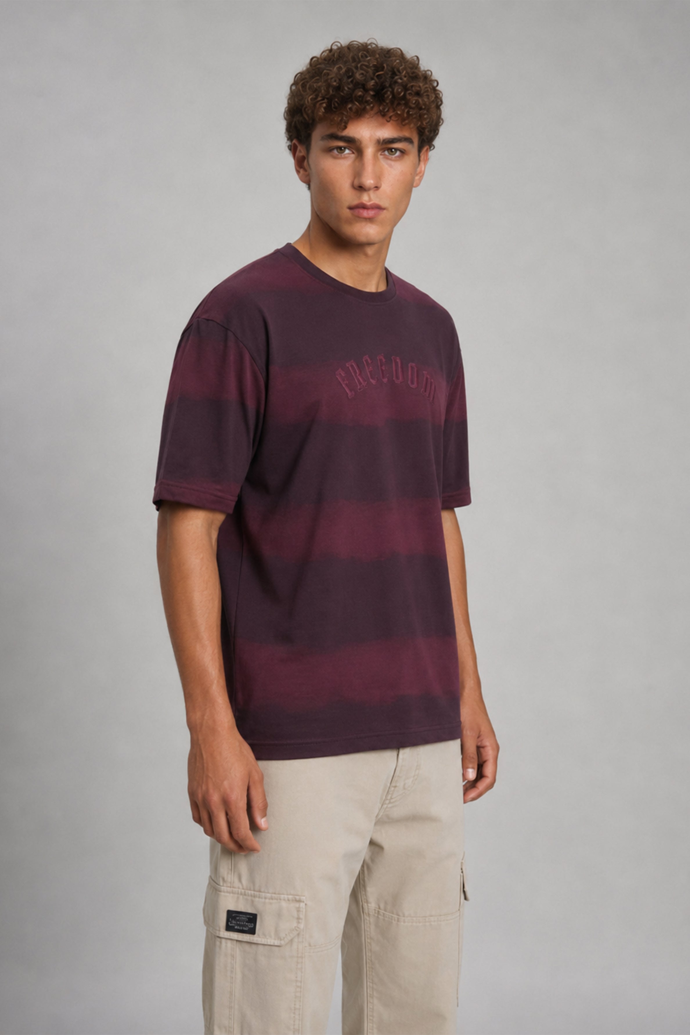 HUSTLE Men's Oversized T-Shirt - Maroon