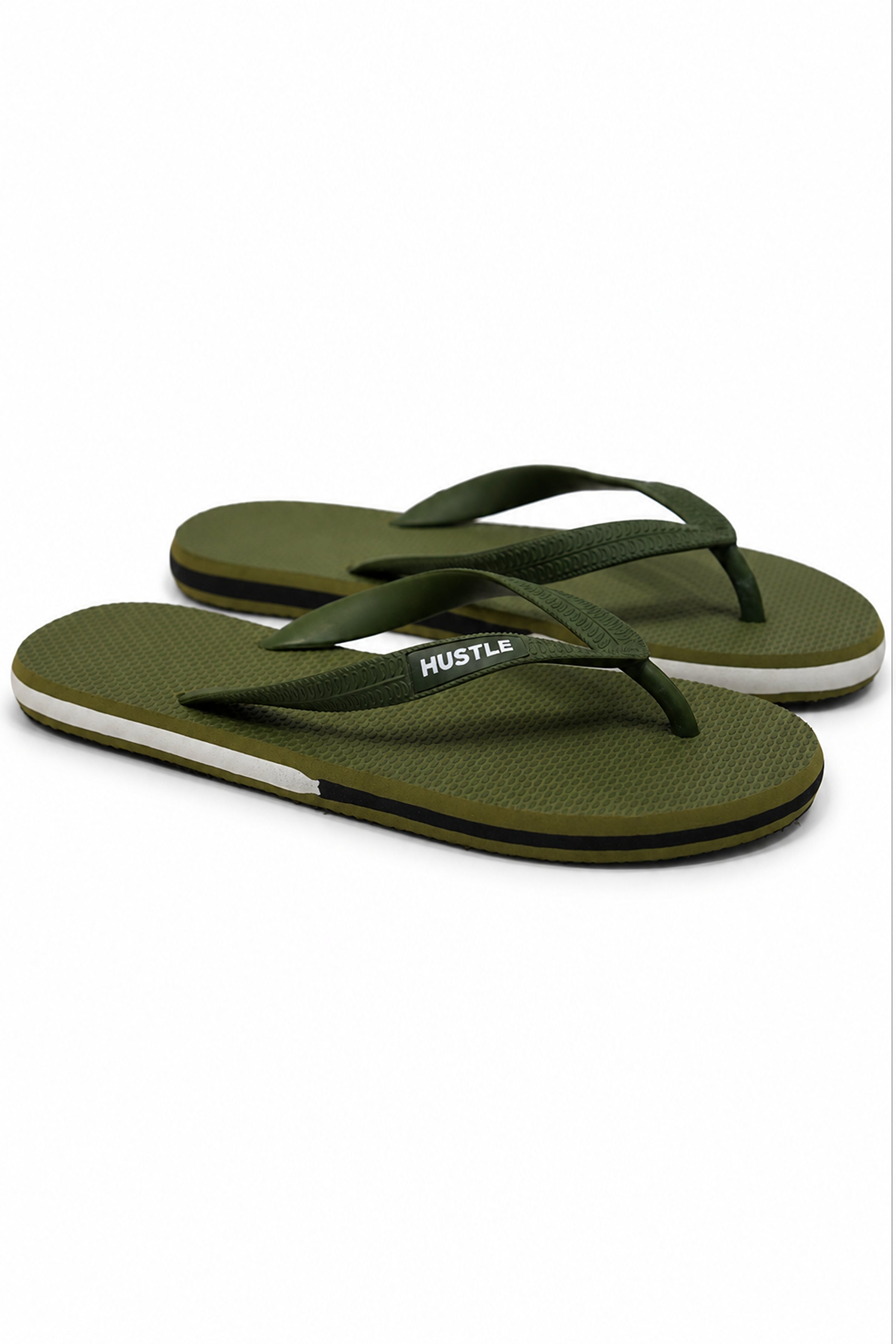 HUSTLE Men's Green Flip Flops
