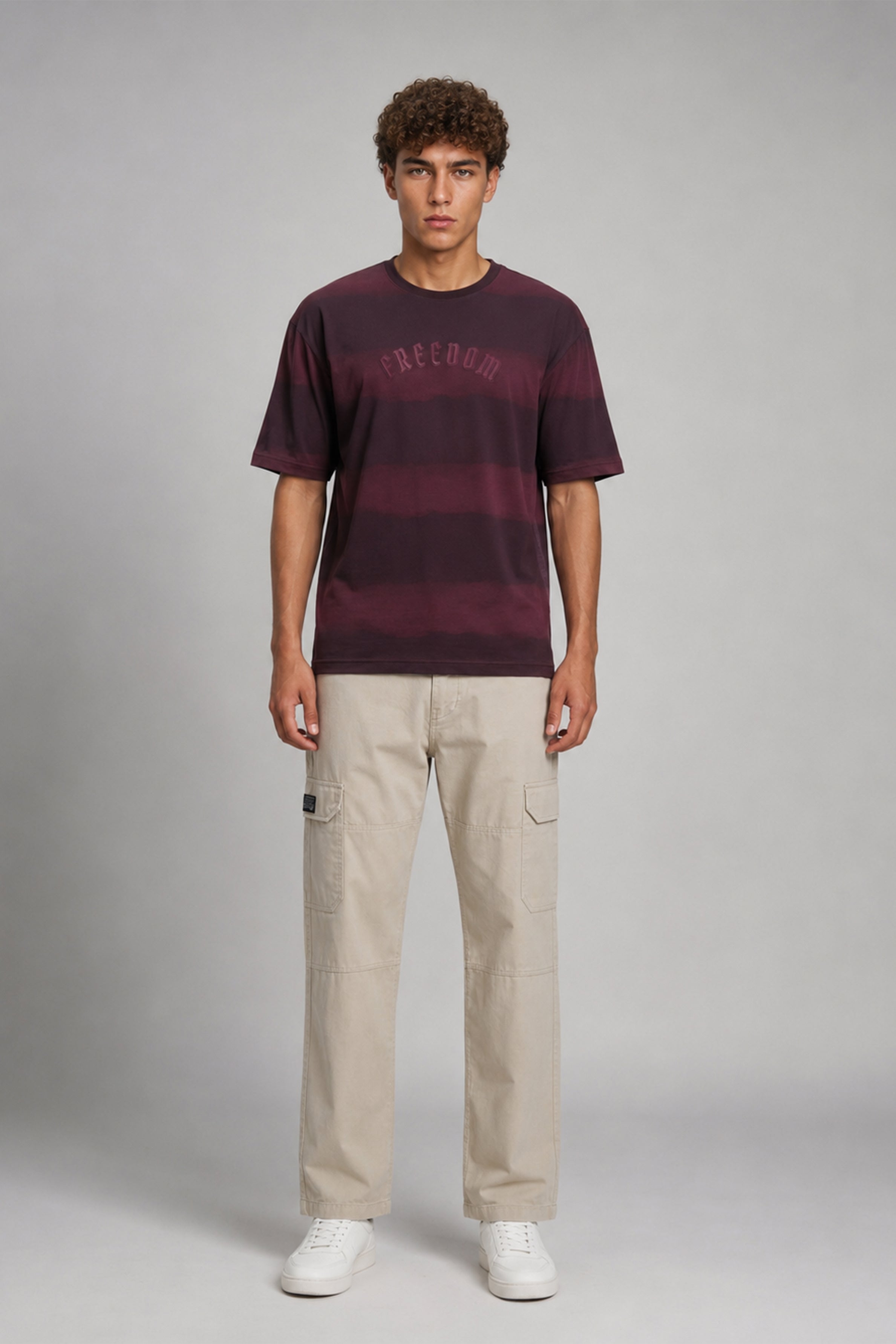 HUSTLE Men's Oversized T-Shirt - Maroon