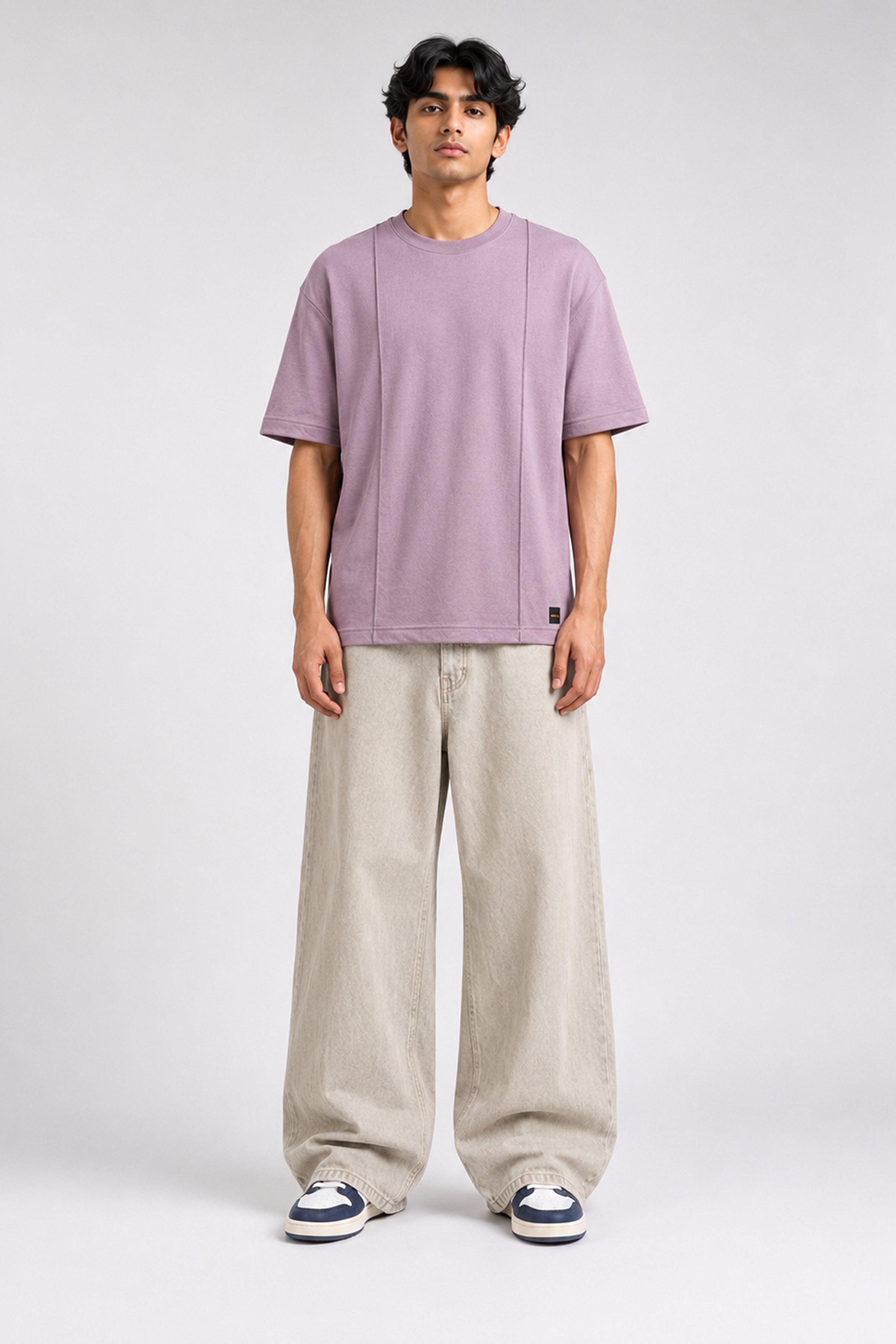 HUSTLE Essentials Men's Crew Neck Oversized Tees - Mulberry