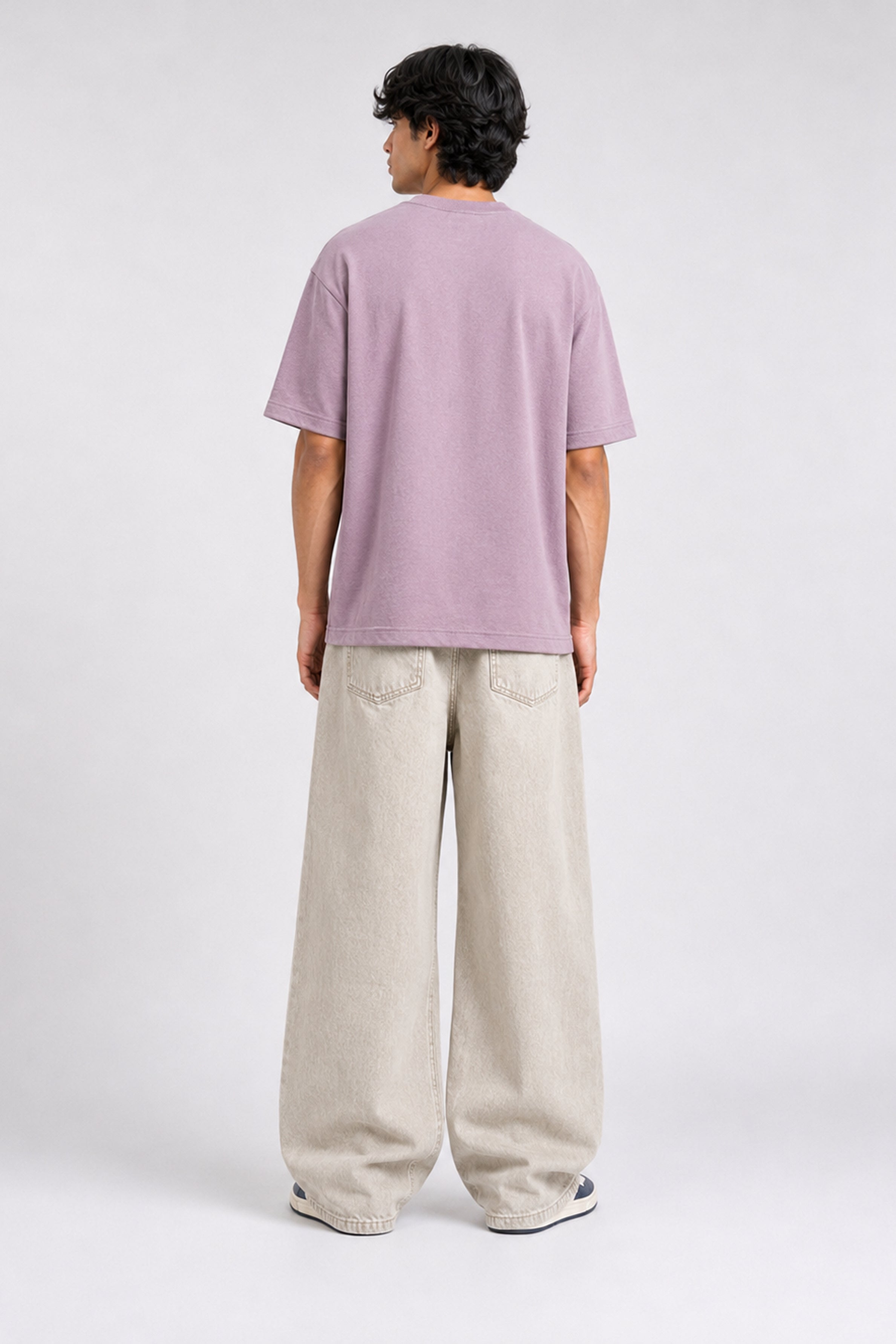 HUSTLE Essentials Men's Crew Neck Oversized Tees - Mulberry