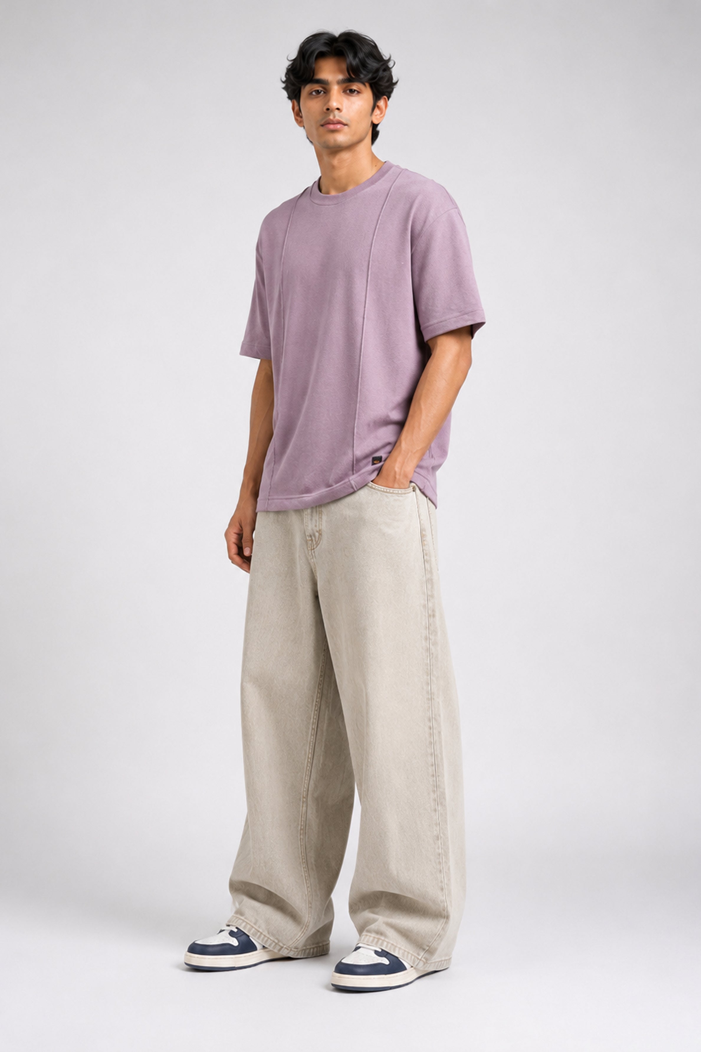 HUSTLE Essentials Men's Crew Neck Oversized Tees - Mulberry