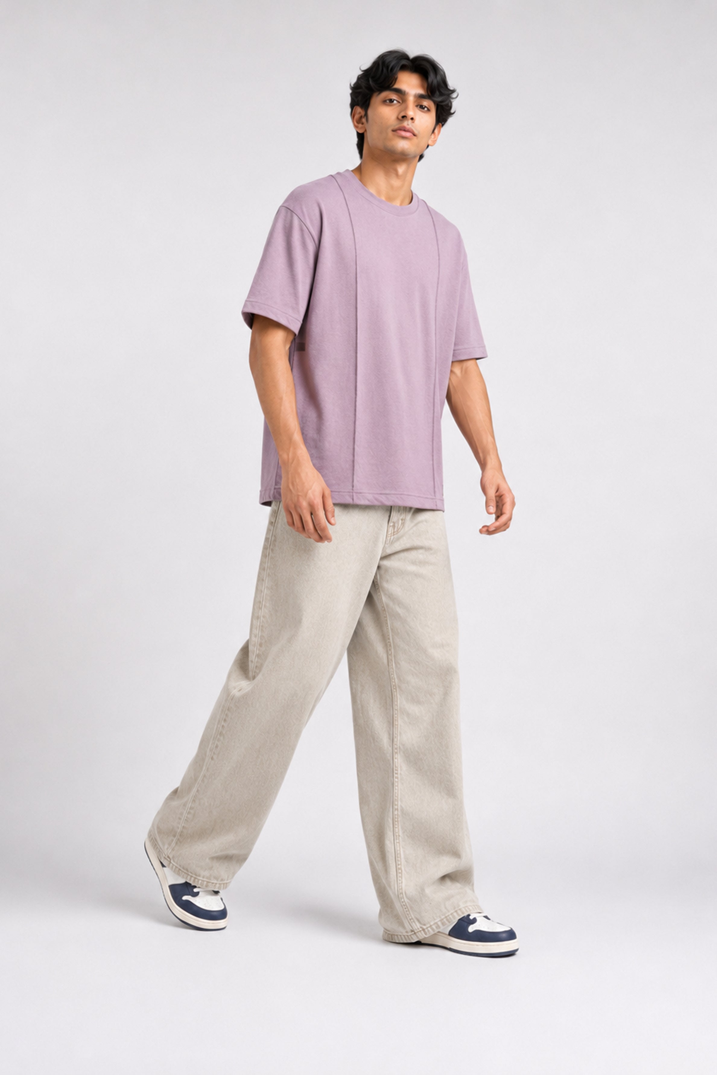 HUSTLE Essentials Men's Crew Neck Oversized Tees - Mulberry