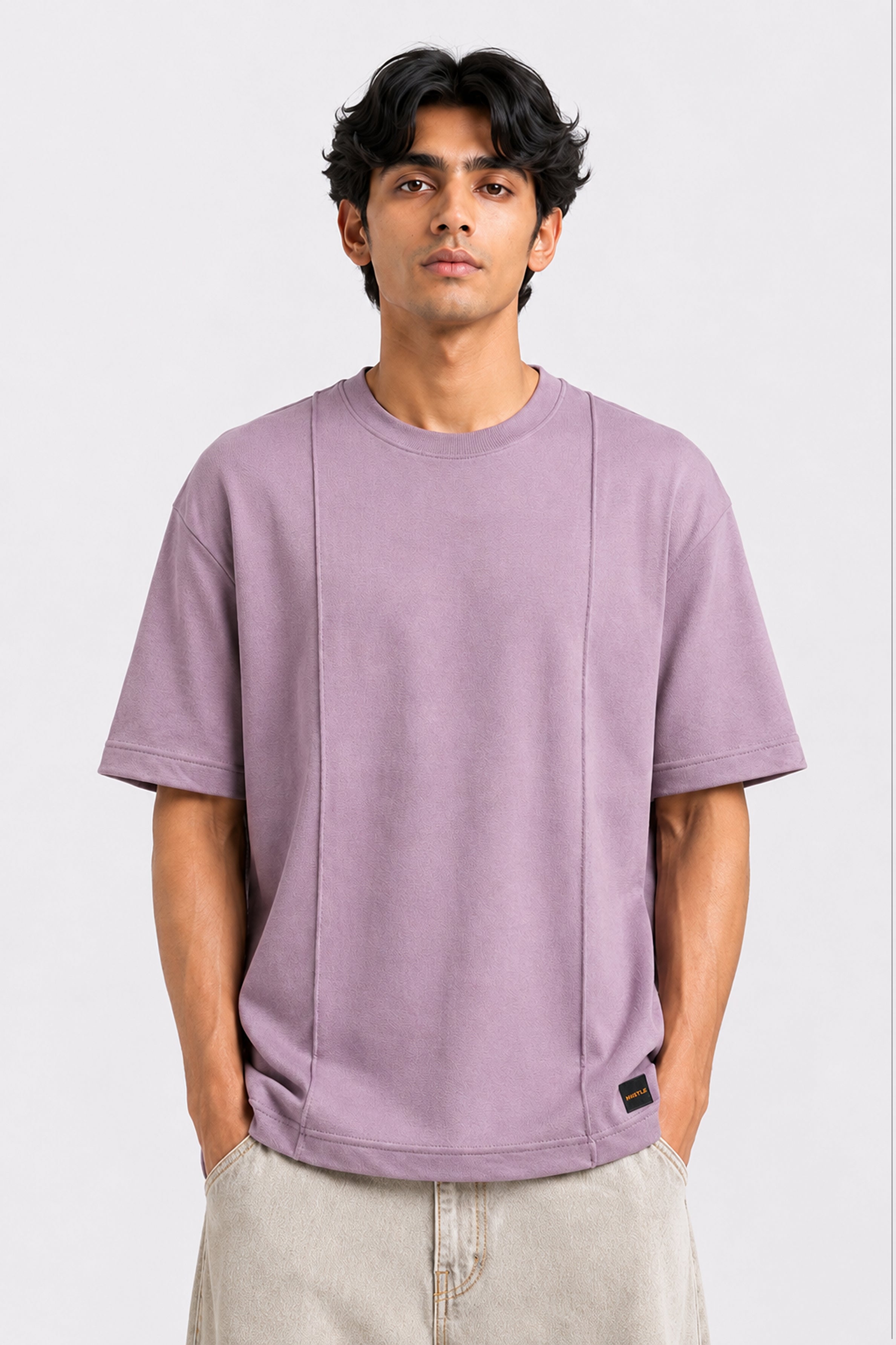 HUSTLE Essentials Men's Crew Neck Oversized Tees - Mulberry