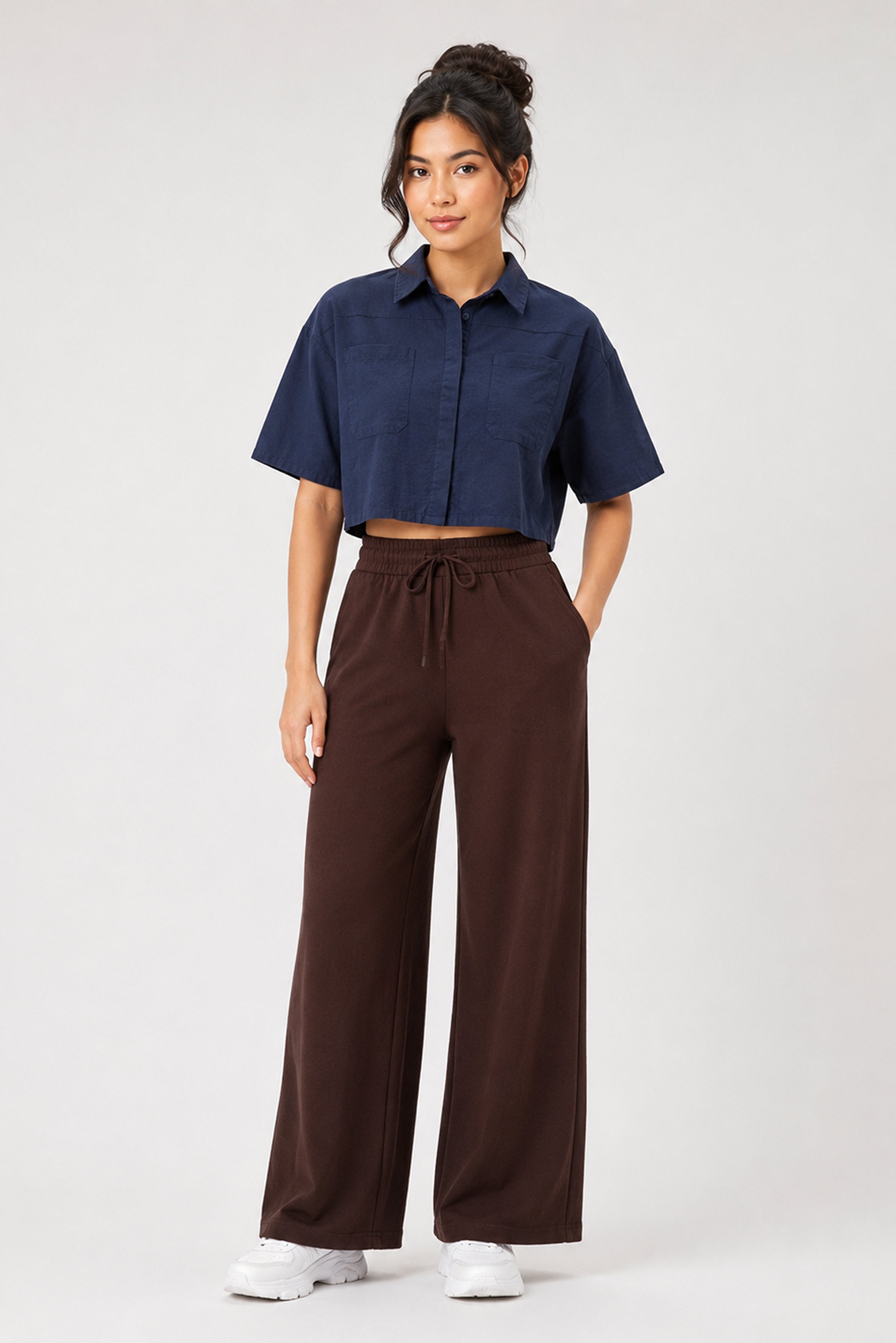 Modano Women's Linen Top - Navy