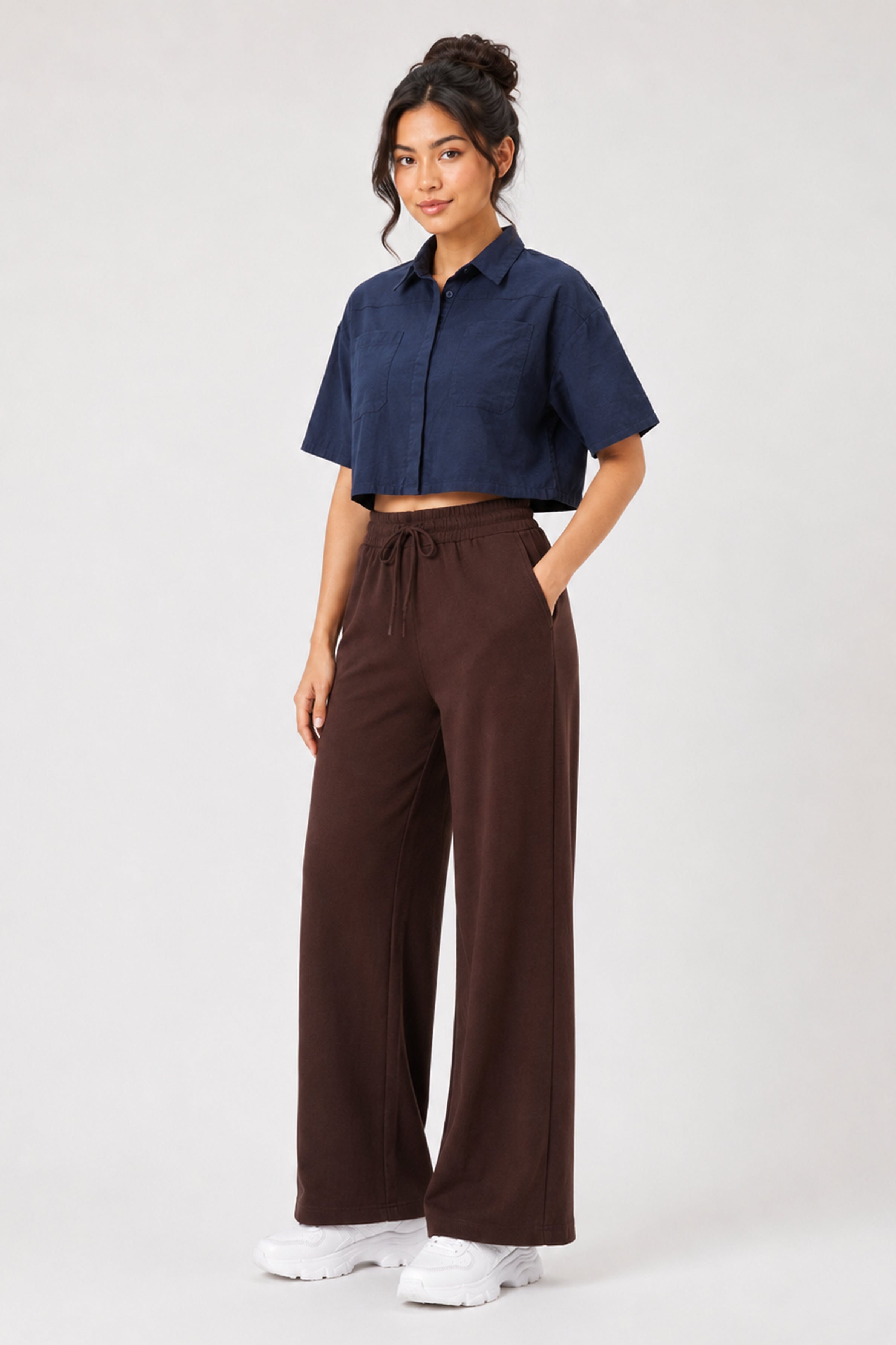 Modano Women's Linen Top - Navy