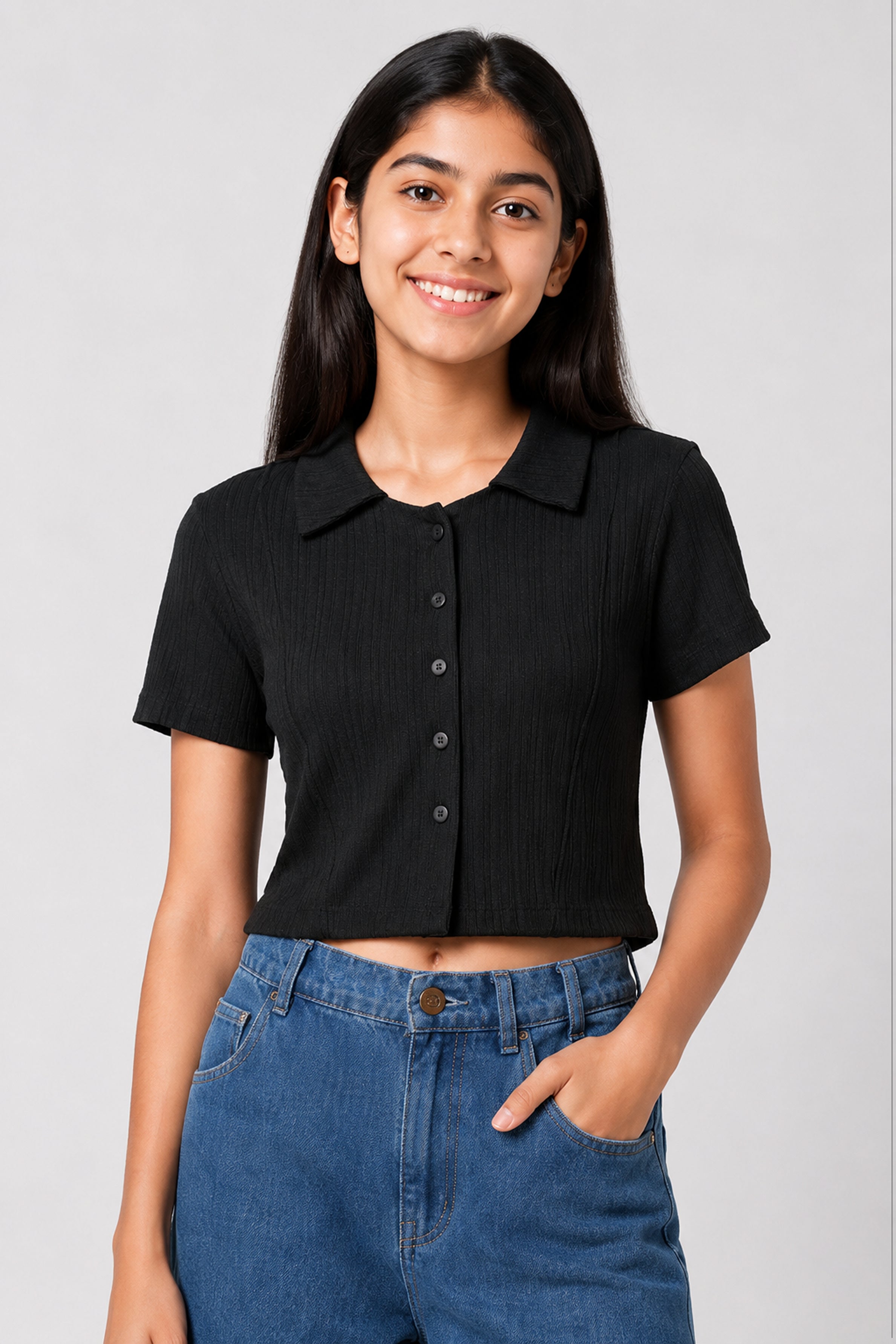 MISS MODANO Kid's Polo Tees  - Black