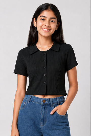 MISS MODANO Kid's Polo Tees  - Black