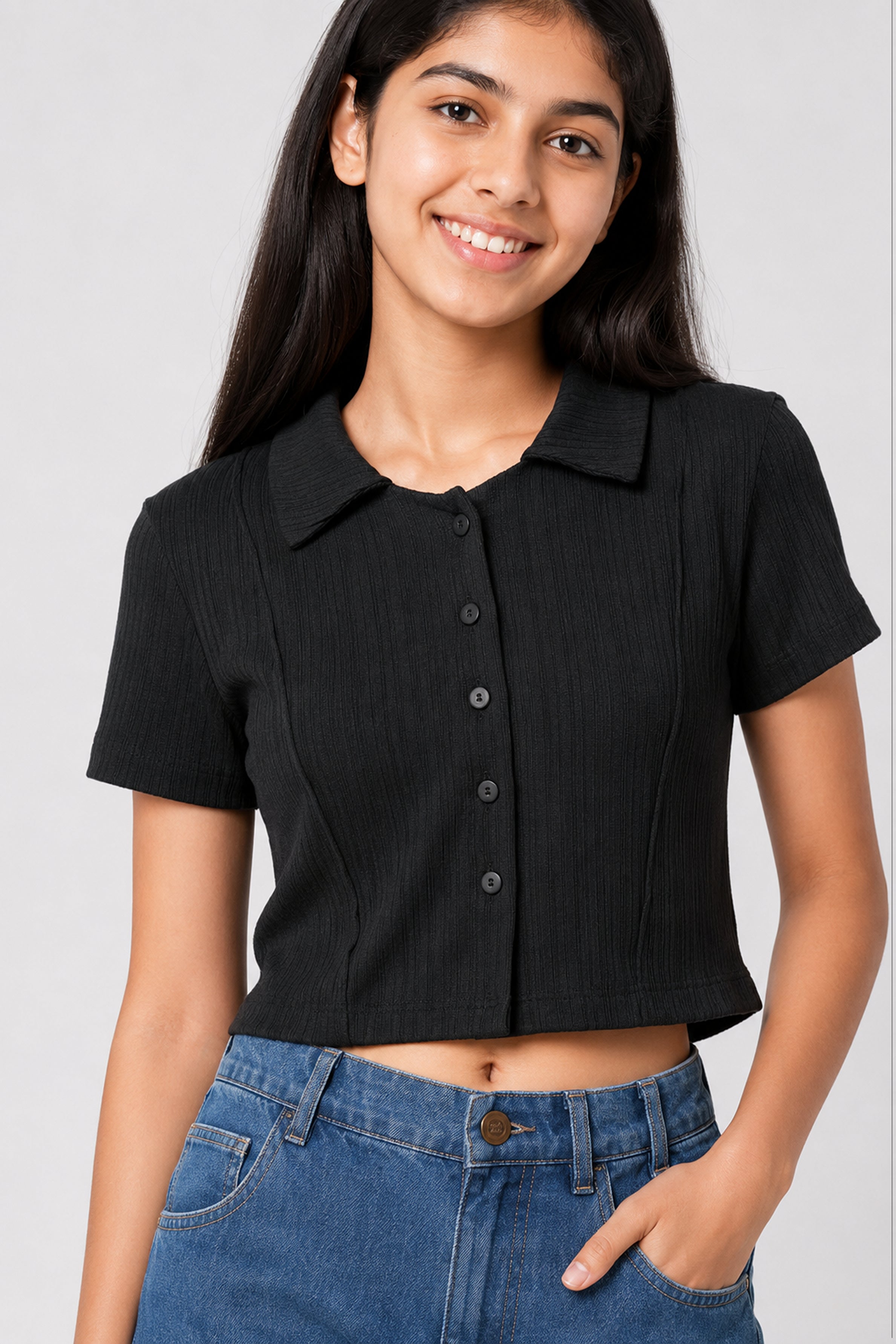 MISS MODANO Kid's Polo Tees  - Black