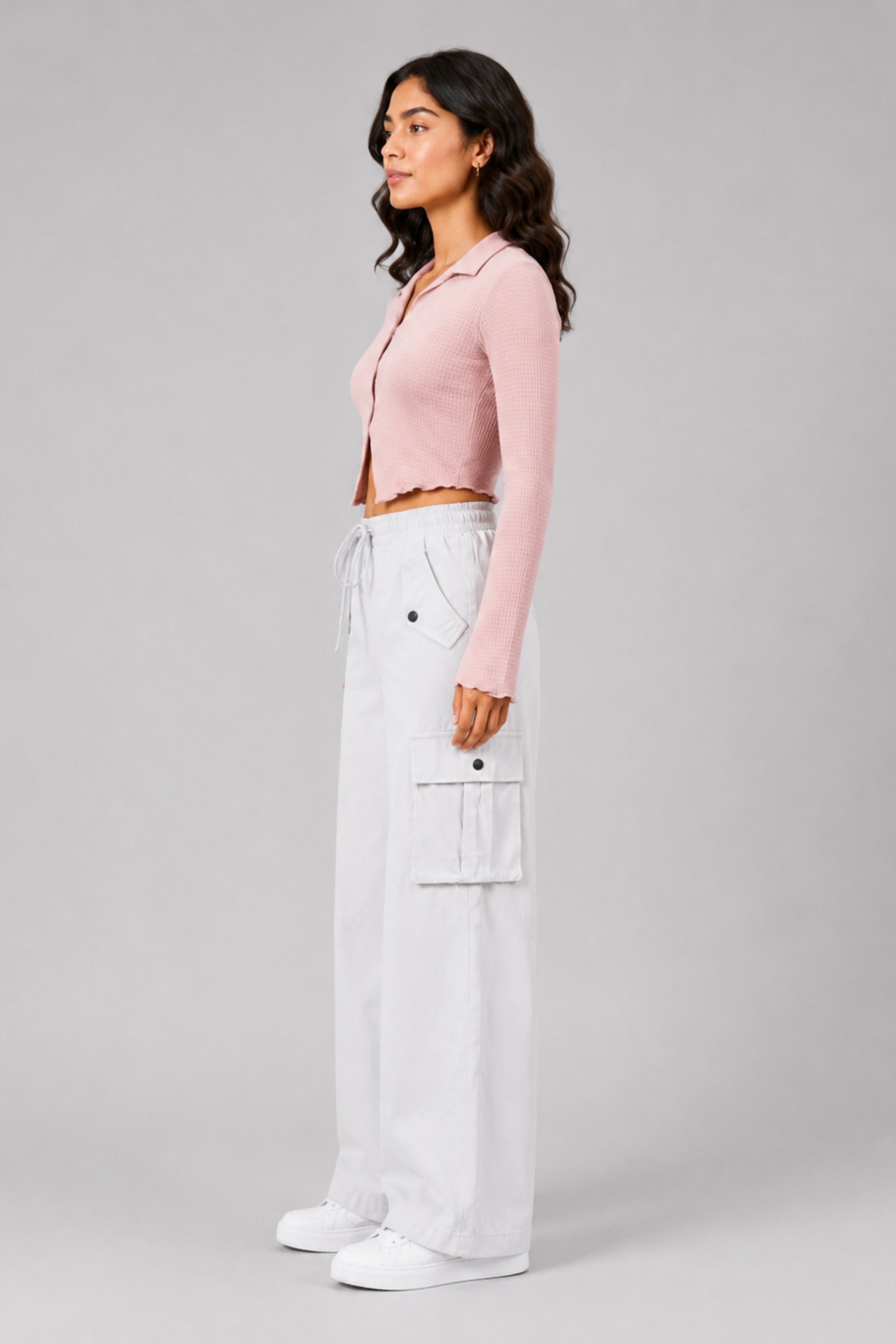 MODANO Casual Long Sleeve Top - Peach