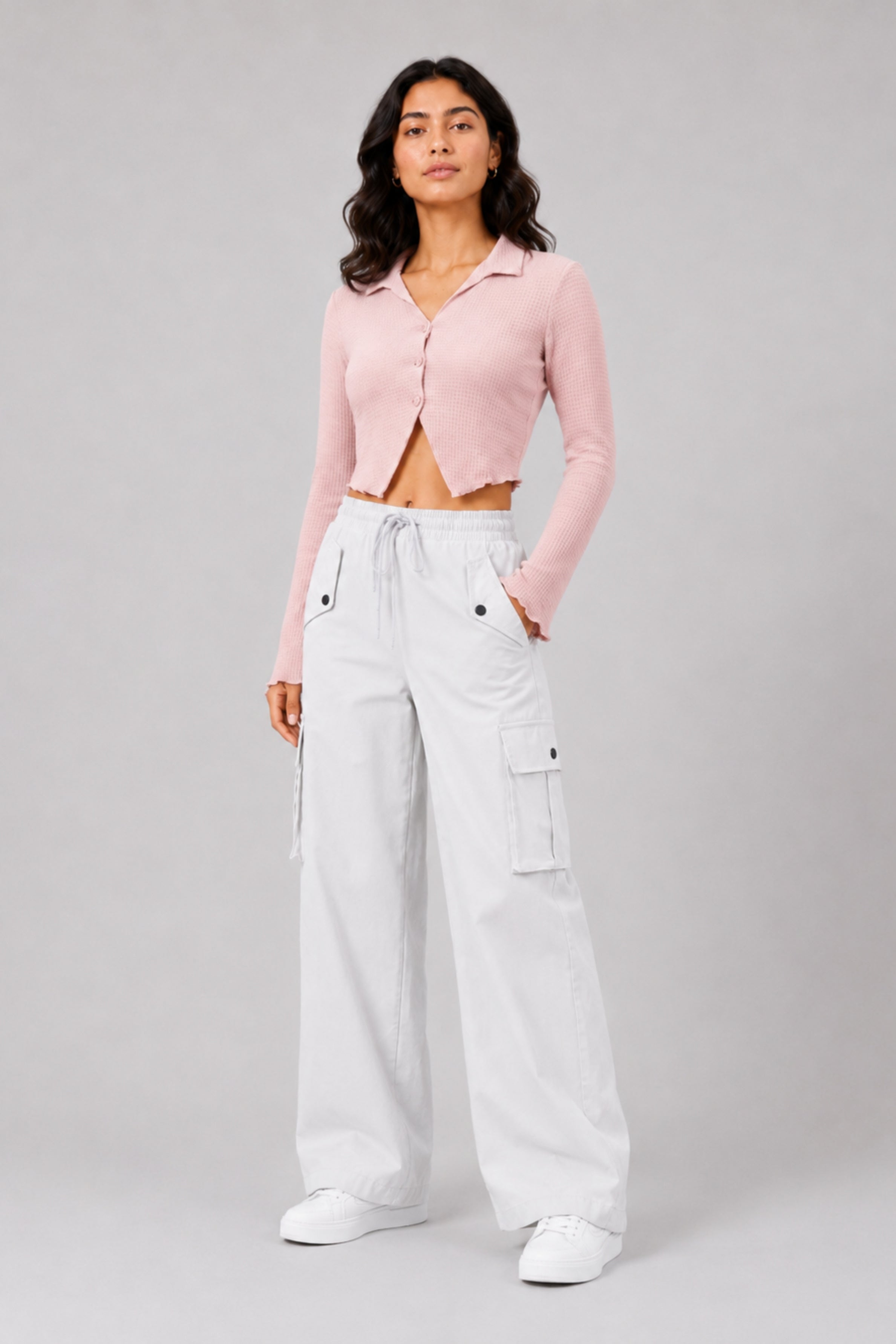 MODANO Casual Long Sleeve Top - Peach