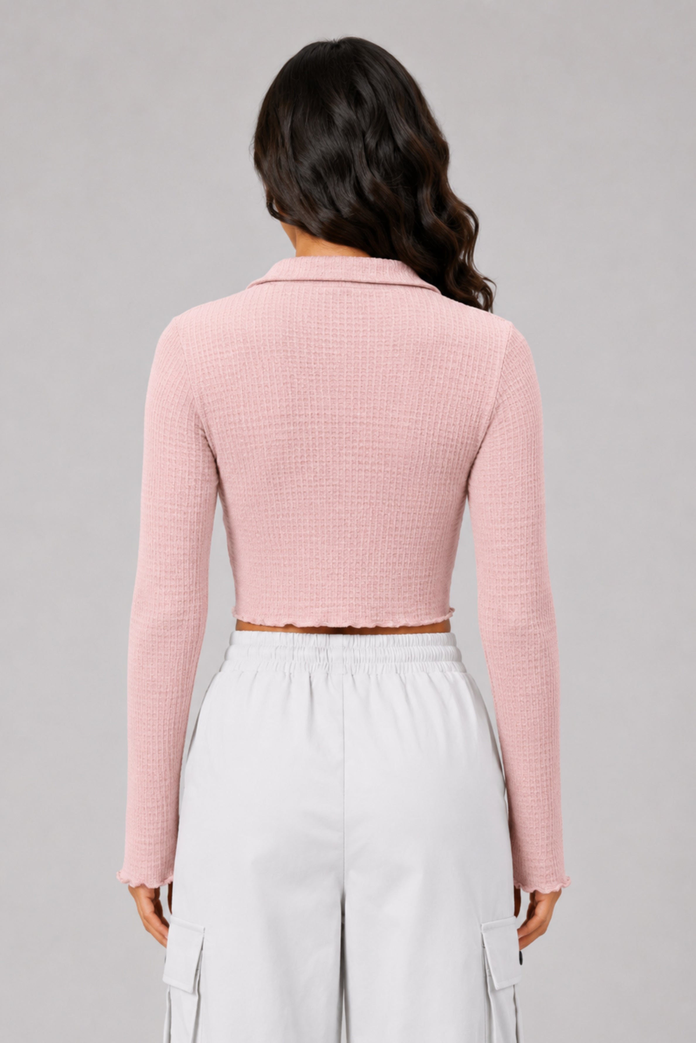 MODANO Casual Long Sleeve Top - Peach