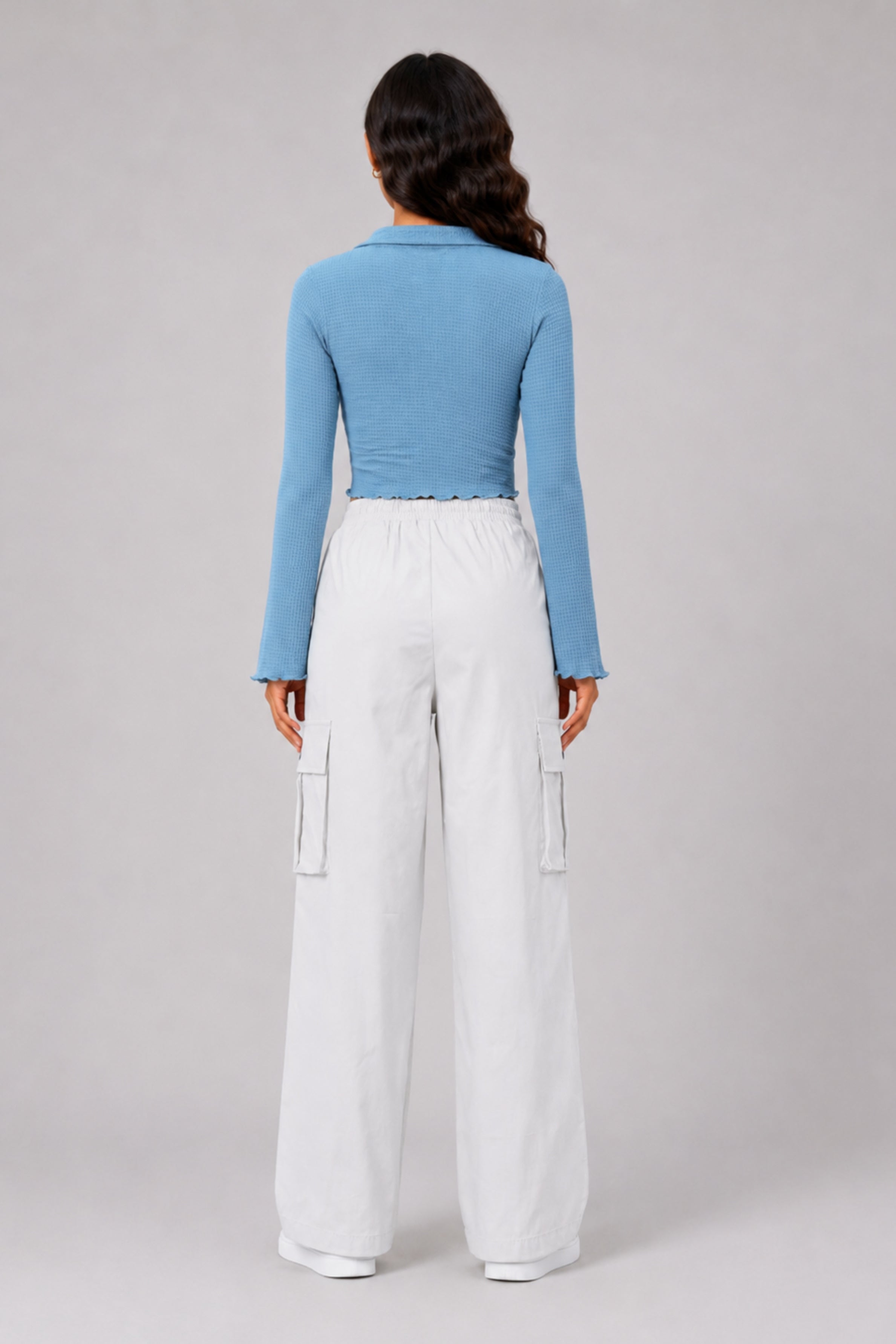 MODANO Casual Long Sleeve Top - Blue