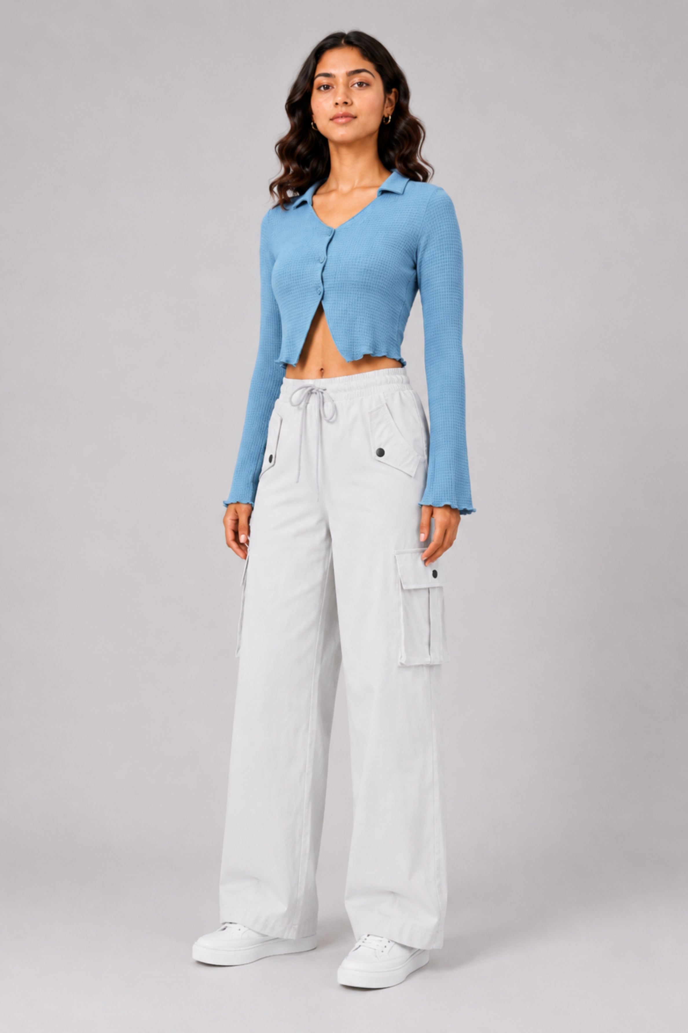 MODANO Casual Long Sleeve Top - Blue