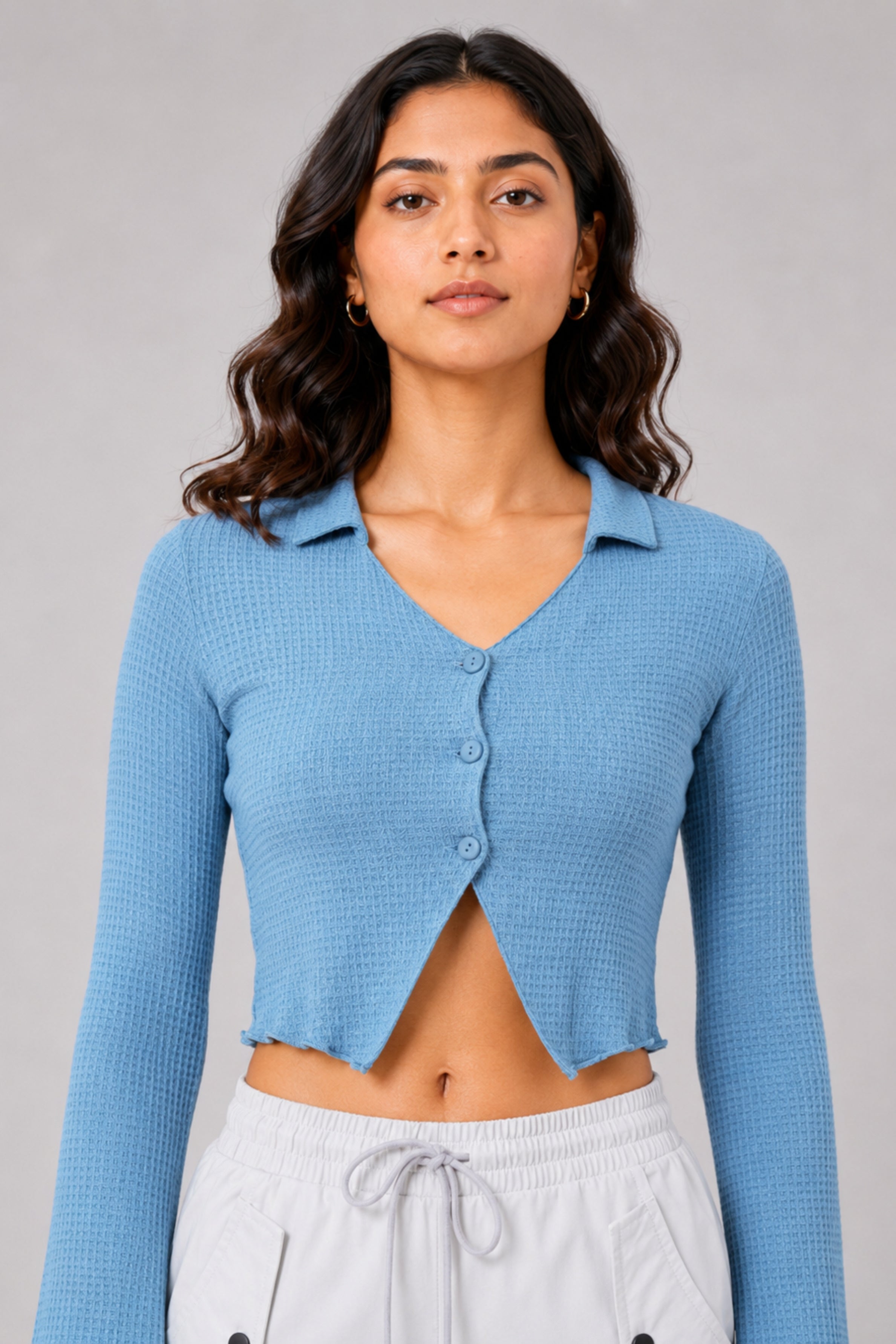 MODANO Casual Long Sleeve Top - Blue