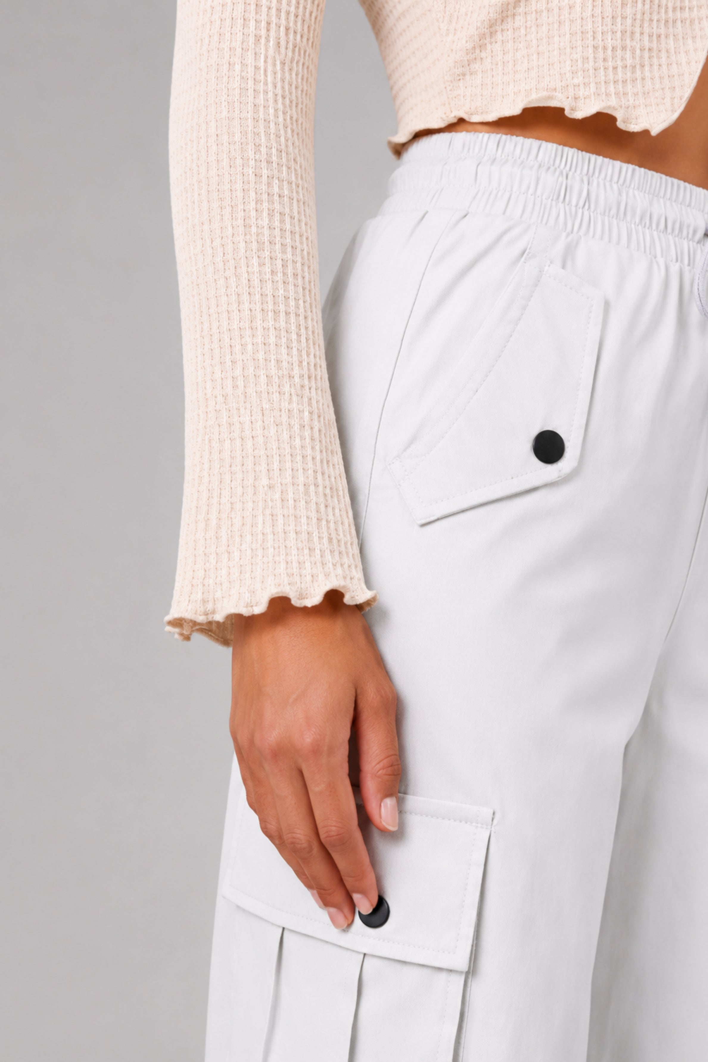 MODANO Casual Long Sleeve Top - Beige