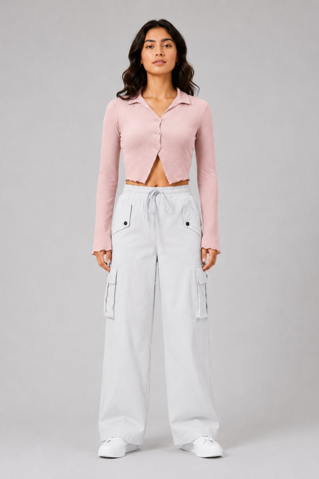 MODANO Casual Long Sleeve Top - Peach
