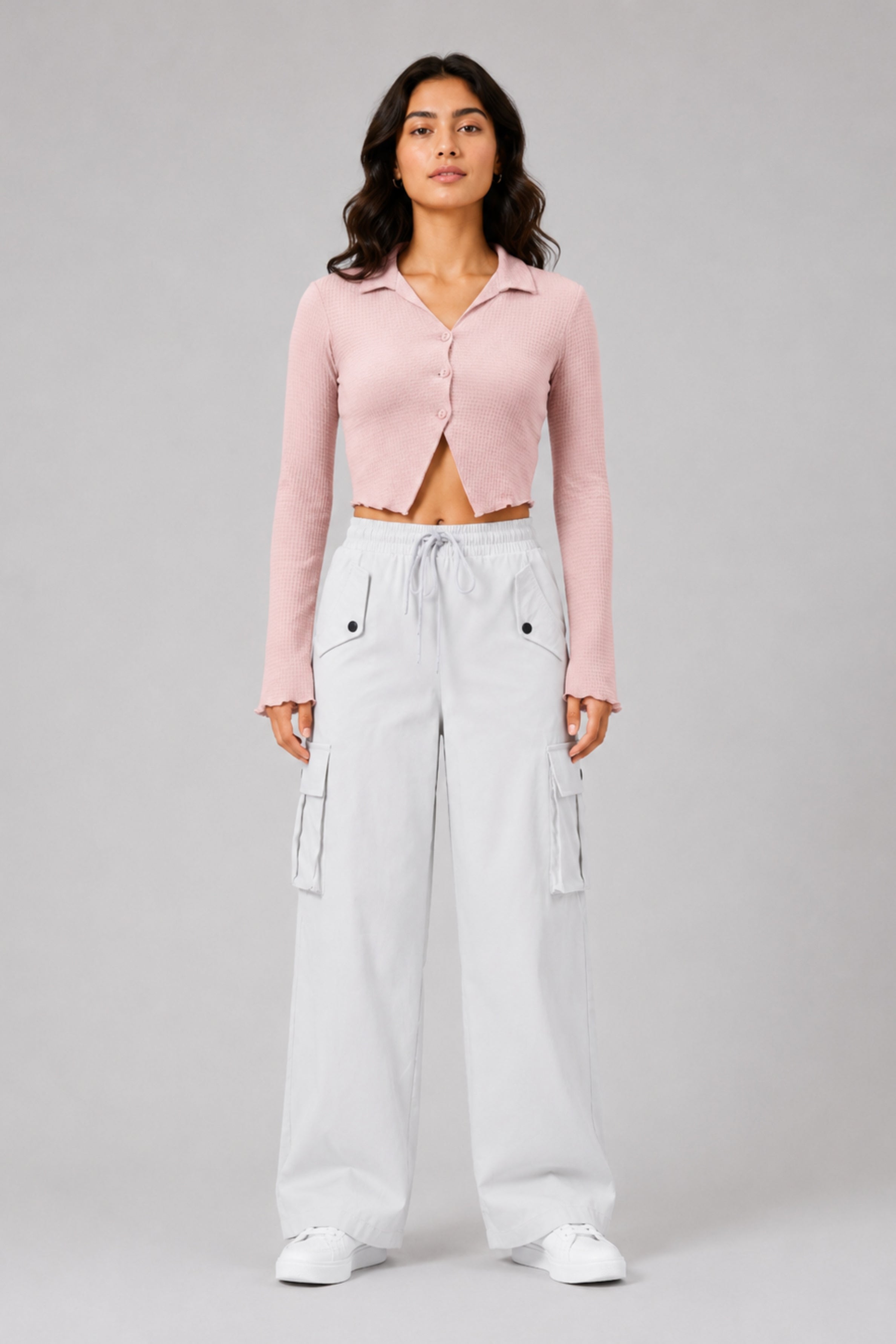 MODANO Casual Long Sleeve Top - Peach