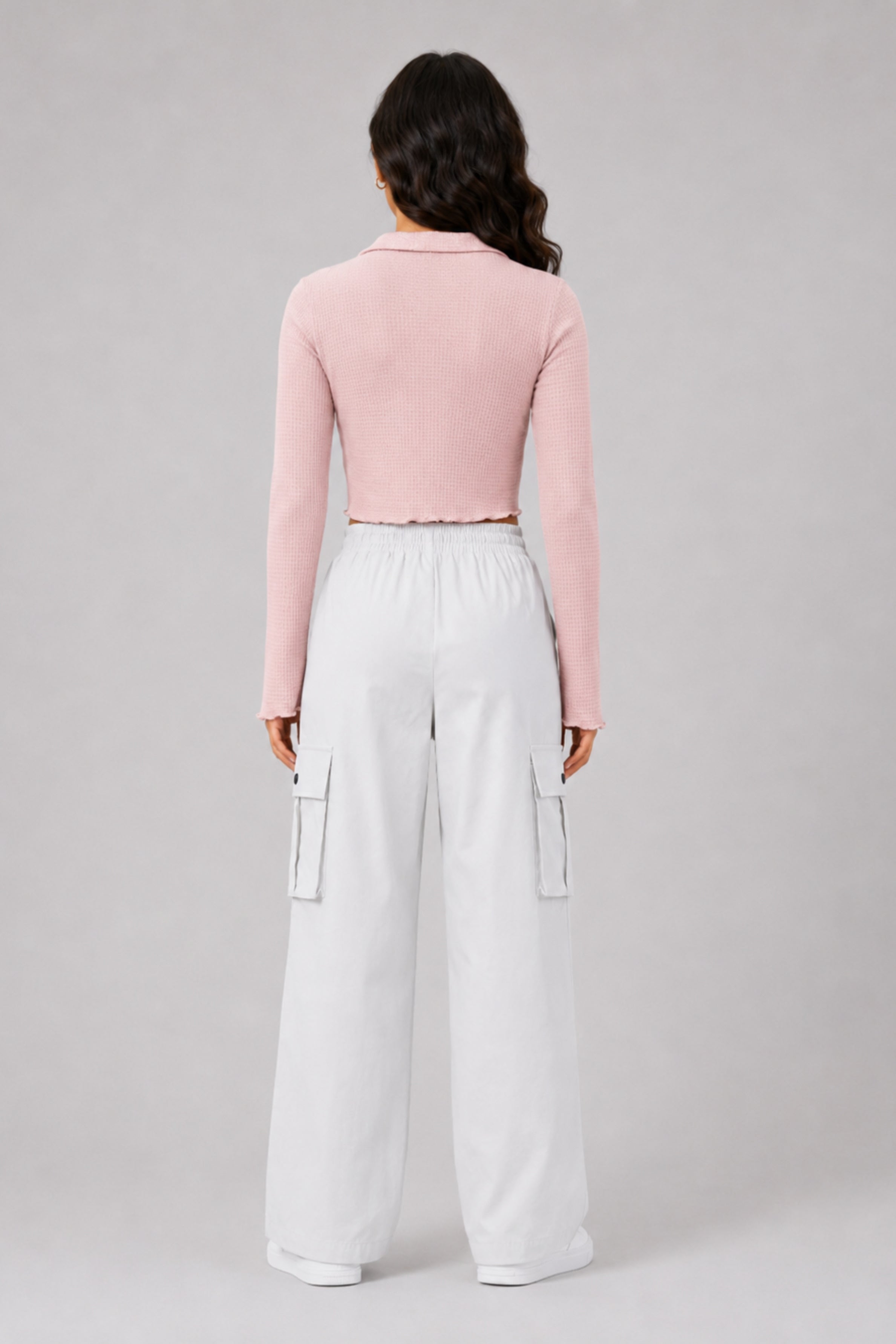 MODANO Casual Long Sleeve Top - Peach