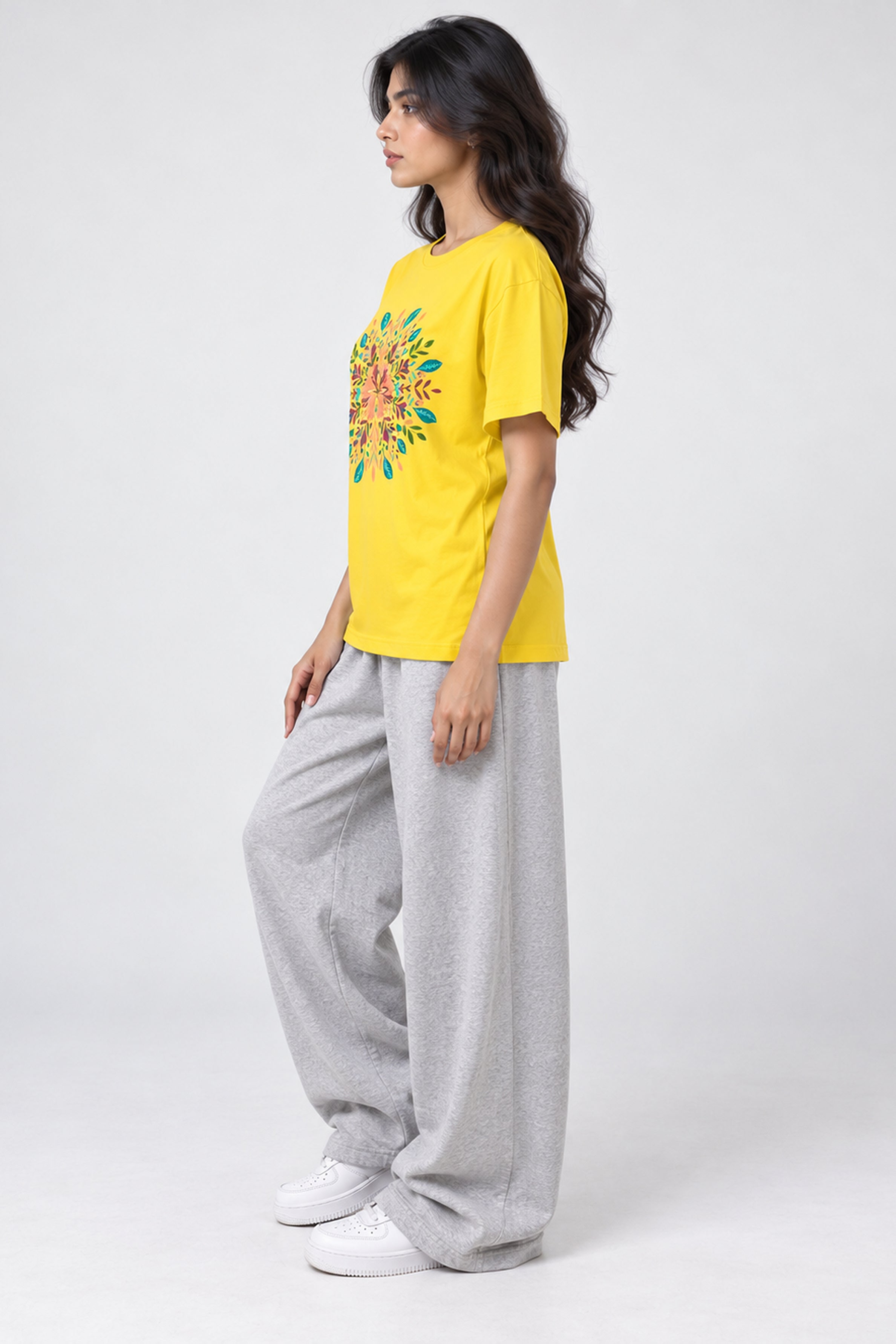 LOLI Women's Crew Neck Regular Tees - Yellow