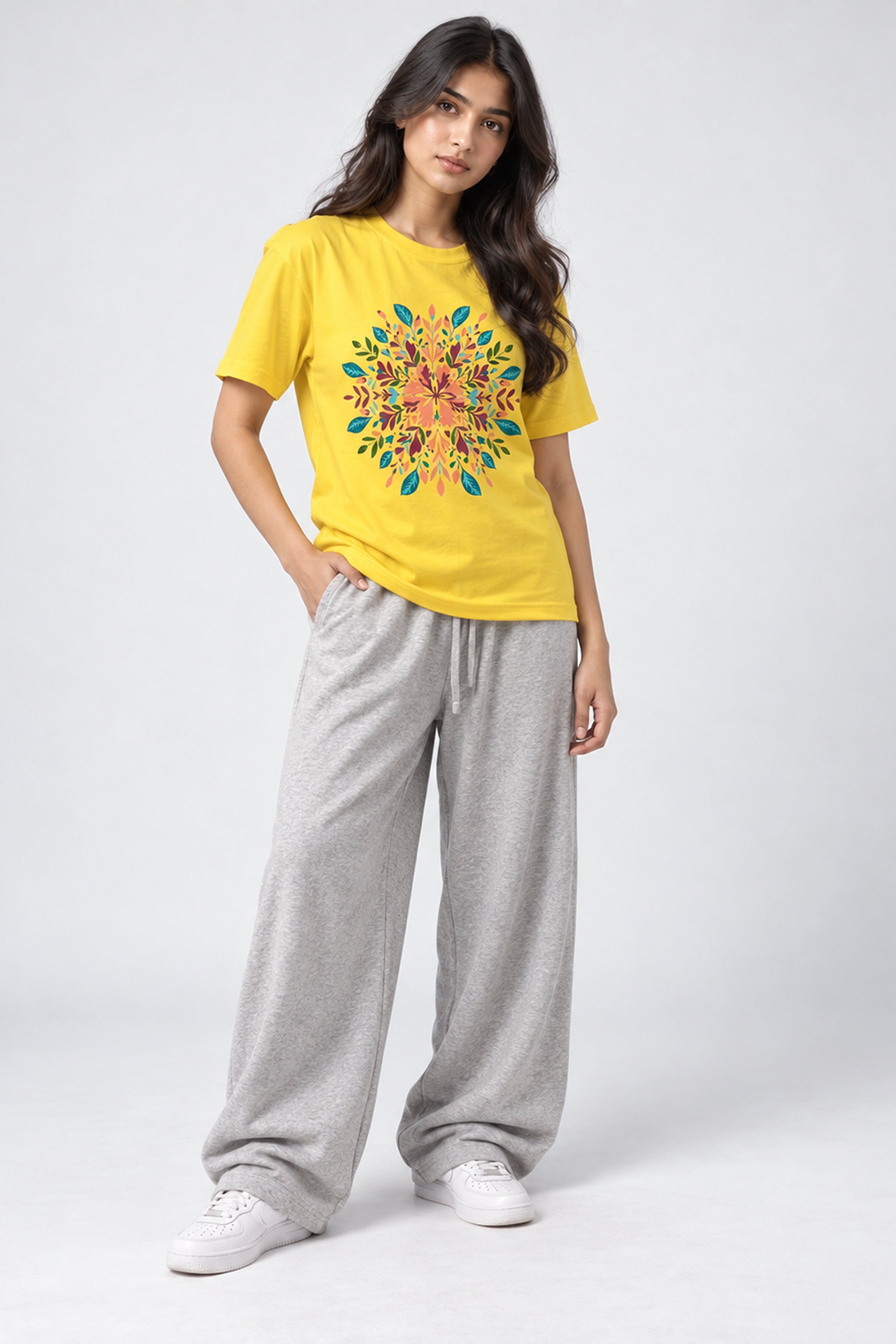 LOLI Women's Crew Neck Regular Tees - Yellow