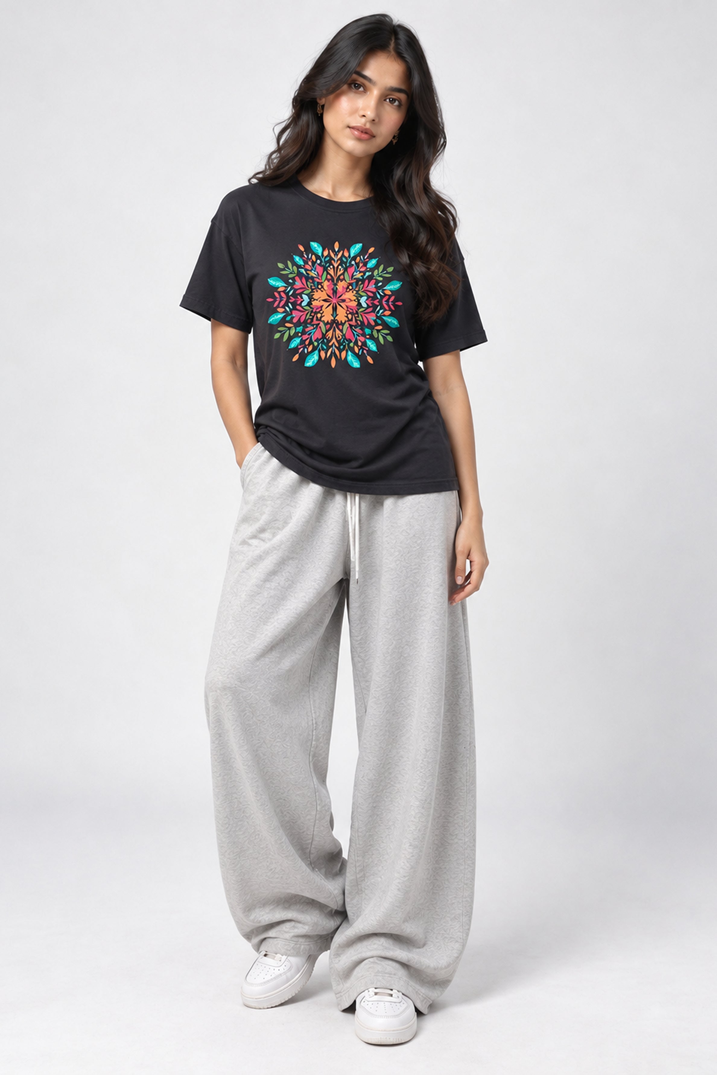 LOLI Women's Crew Neck Regular Tees - Dark Navy