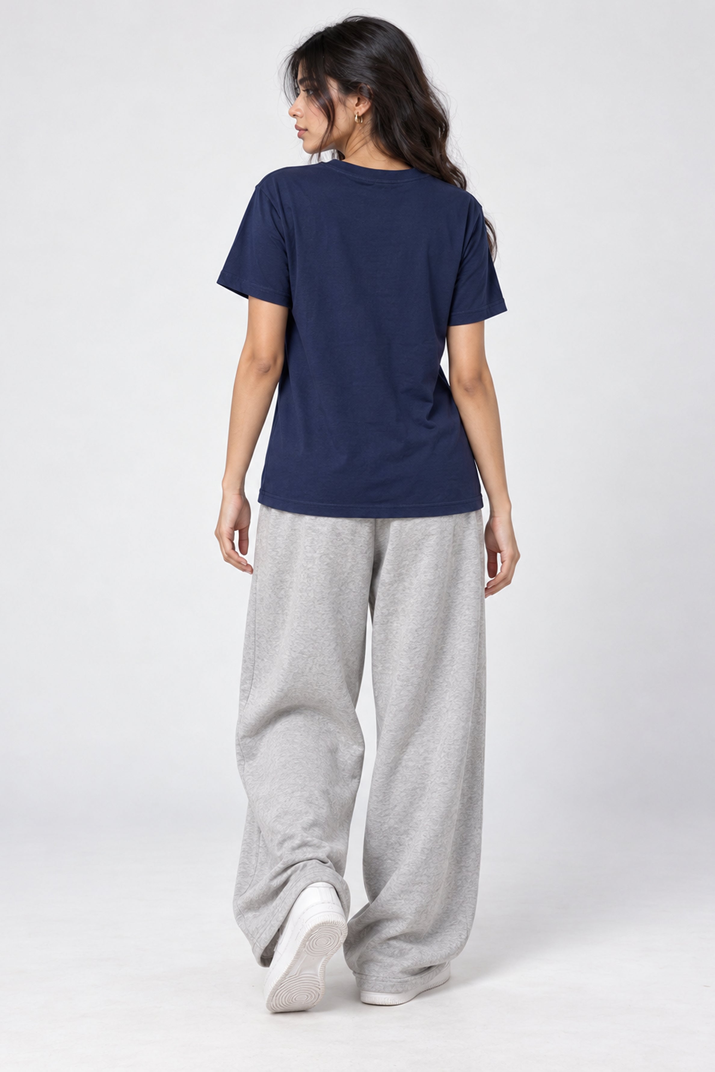 LOLI Women's Crew Neck Regular Tees - Navy