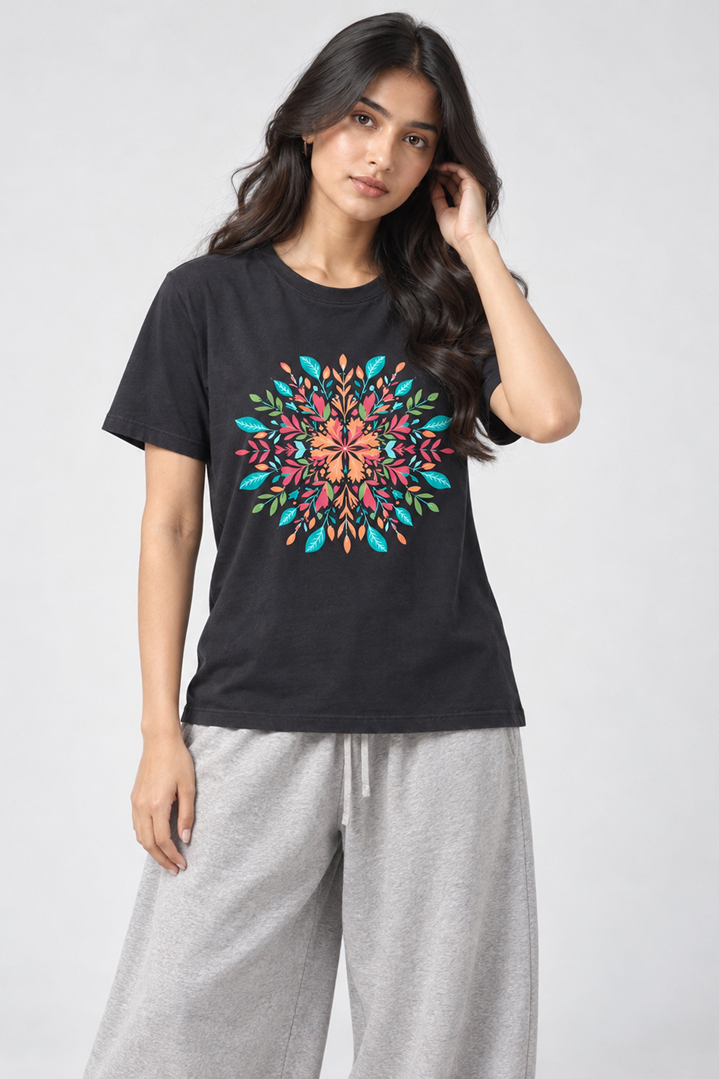 LOLI Women's Crew Neck Regular Tees - Dark Navy