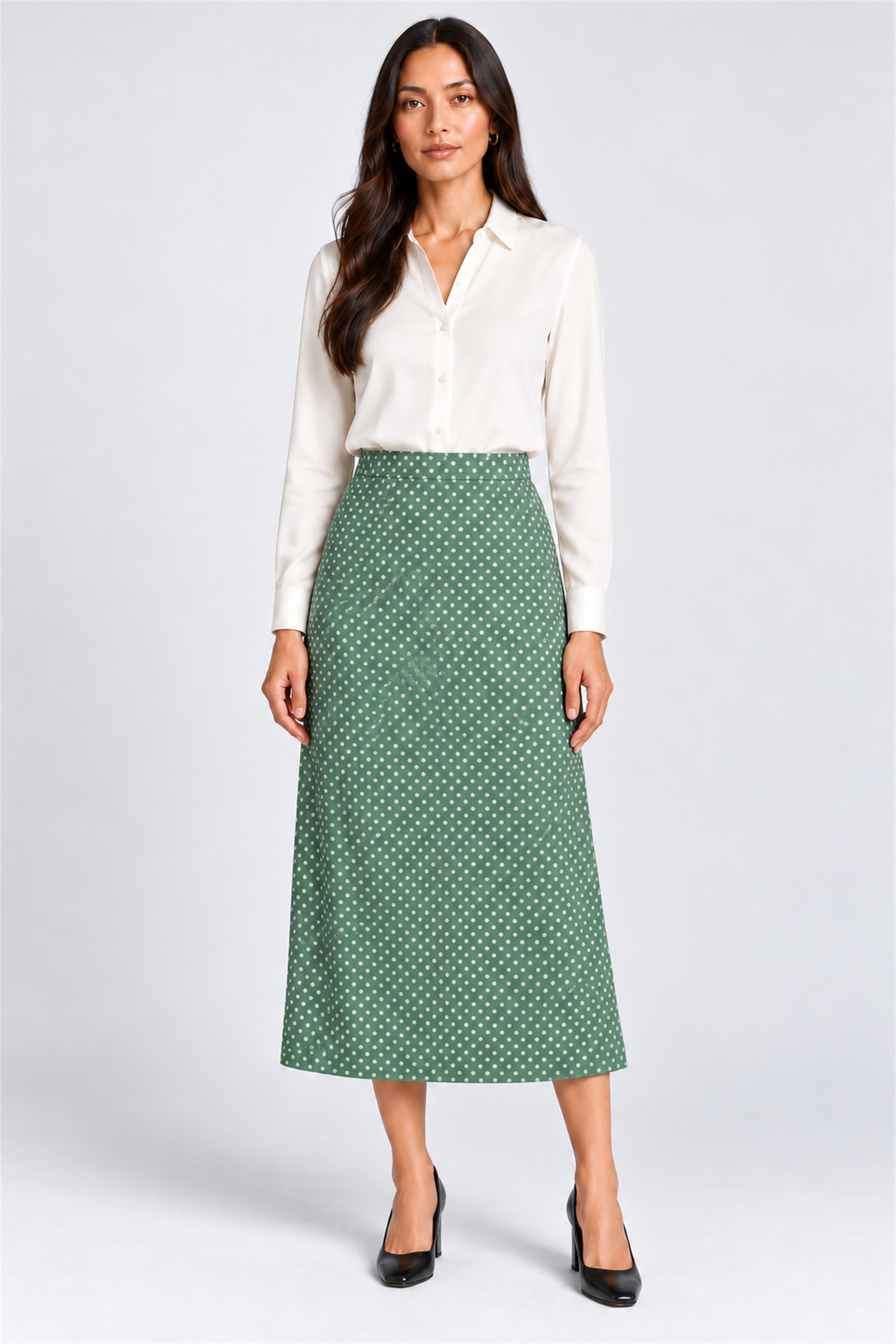 ENVOGUE Women's Formal Dots Skirt - Mint Green