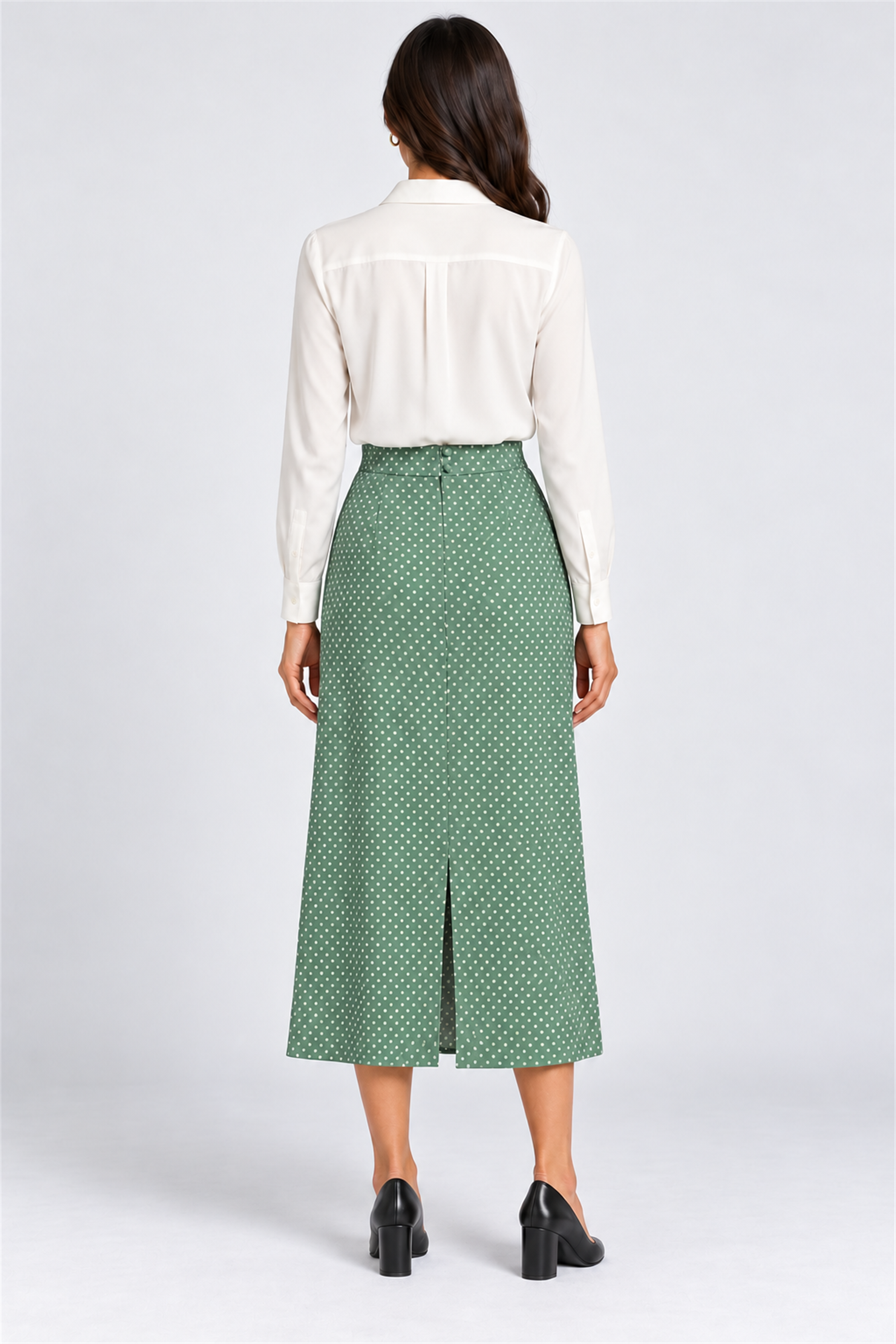ENVOGUE Women's Formal Dots Skirt - Mint Green