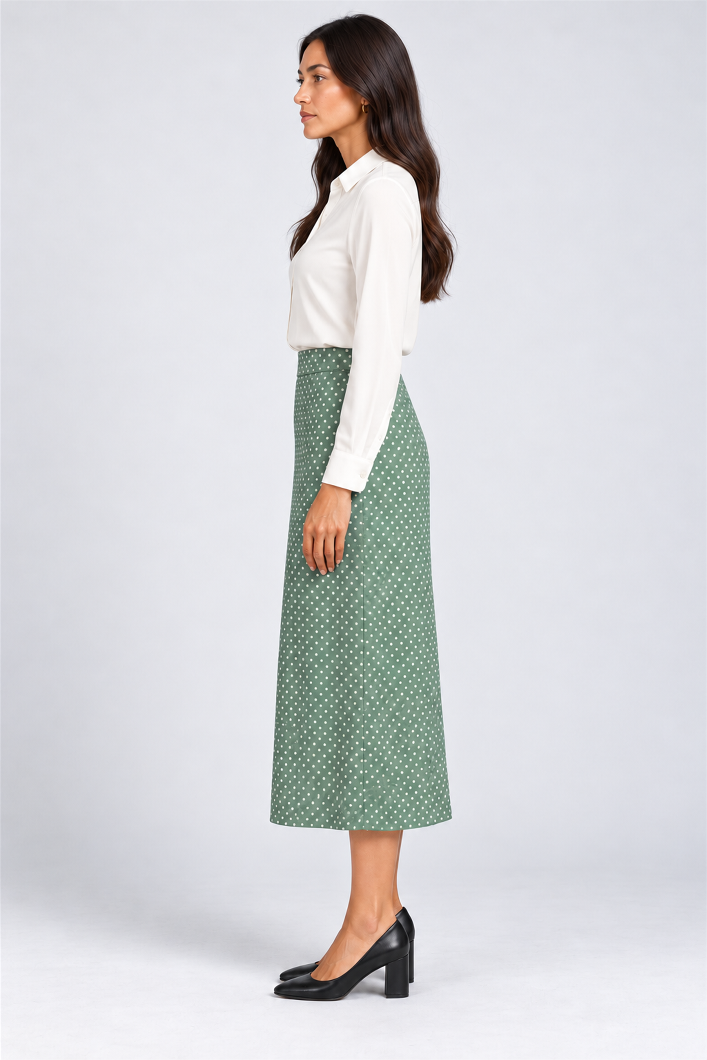 ENVOGUE Women's Formal Dots Skirt - Mint Green