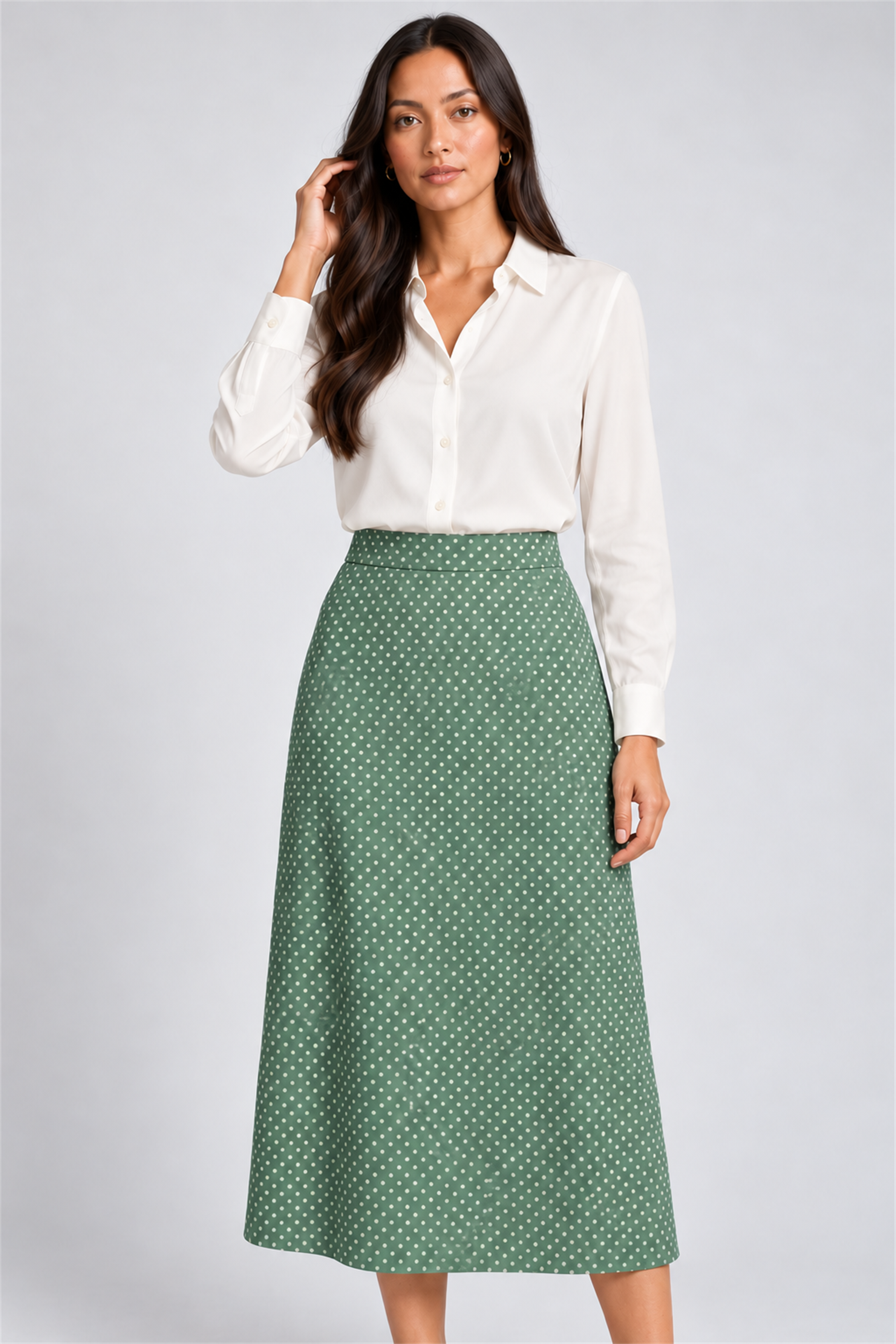 ENVOGUE Women's Formal Dots Skirt - Mint Green