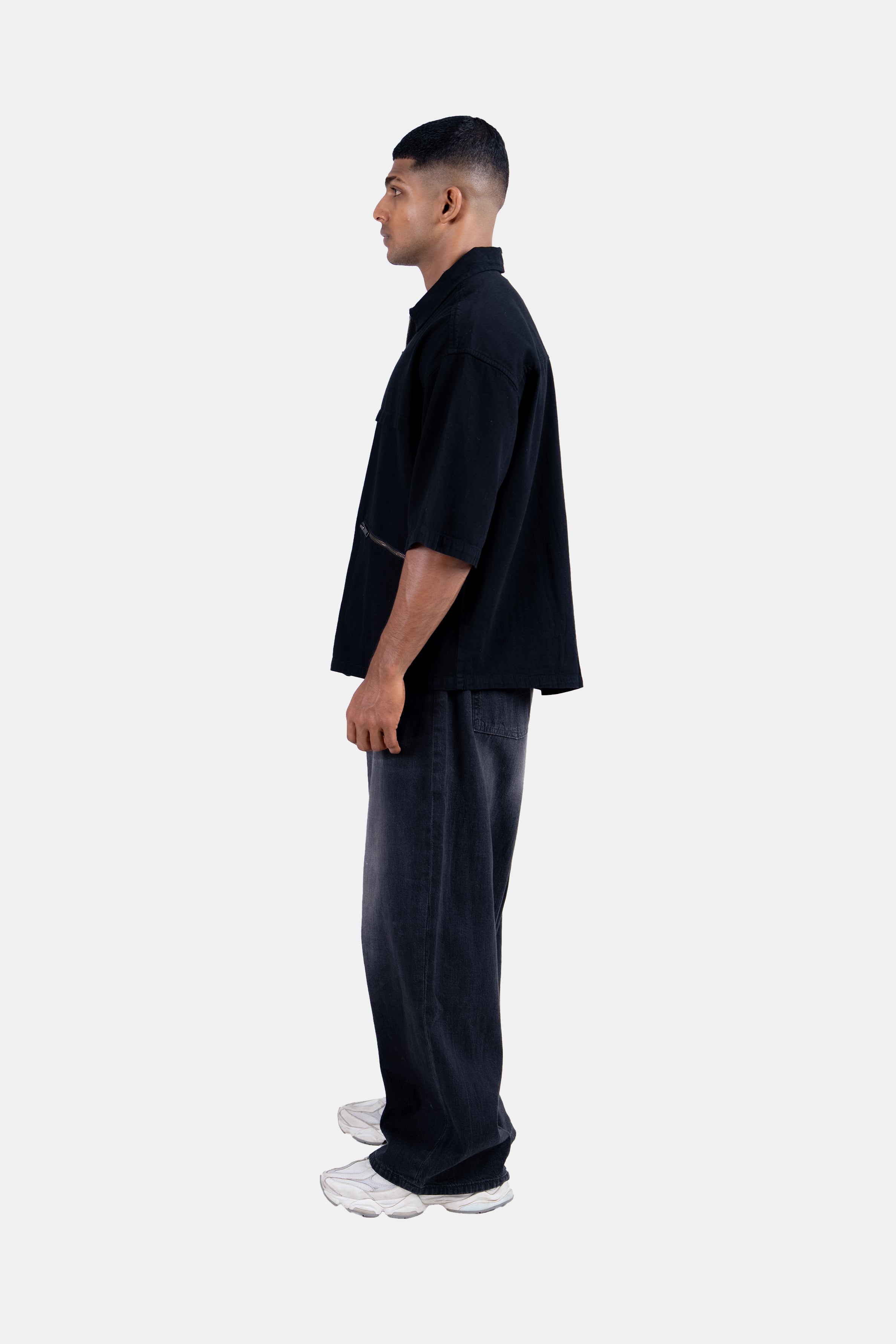 Hustle Men's Denim Shirt - Black
