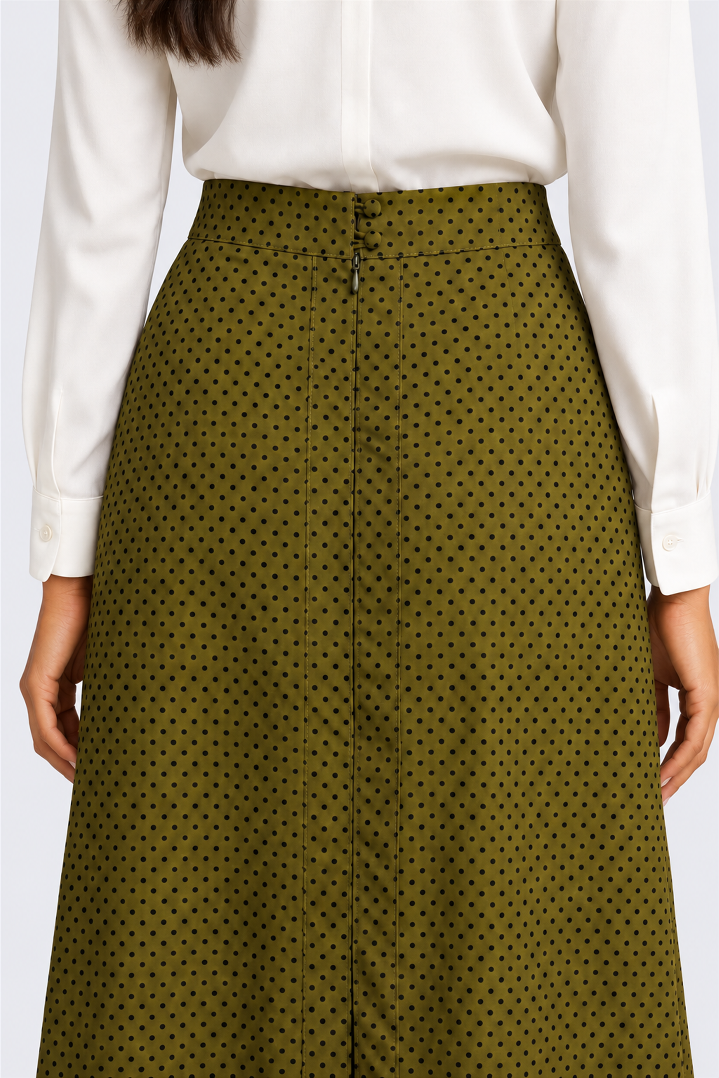 ENVOGUE Women's Formal Dots Skirt - Army Green