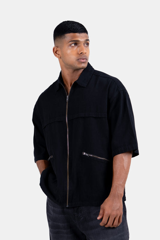 Hustle Men's Denim Shirt - Black