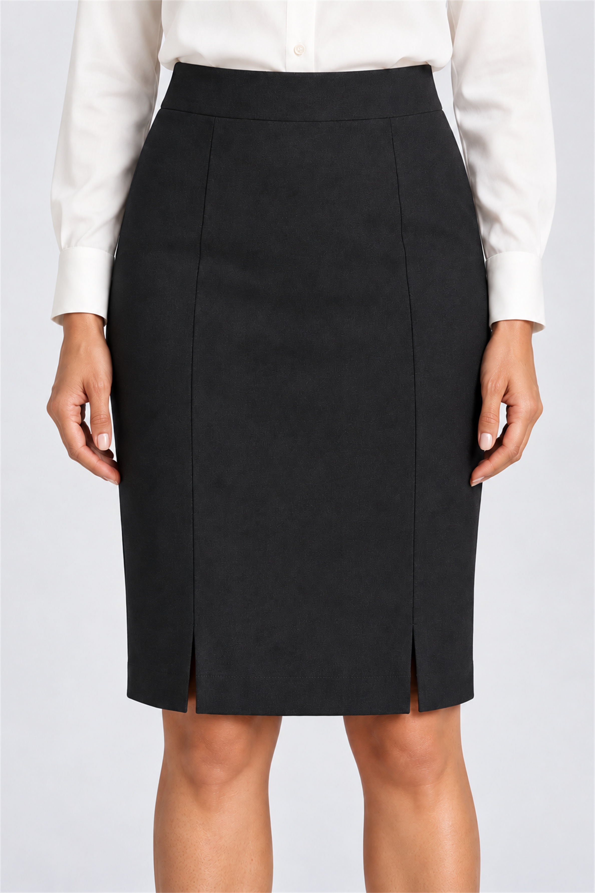 ENVOGUE Women's Formal Plain Skirt - Black